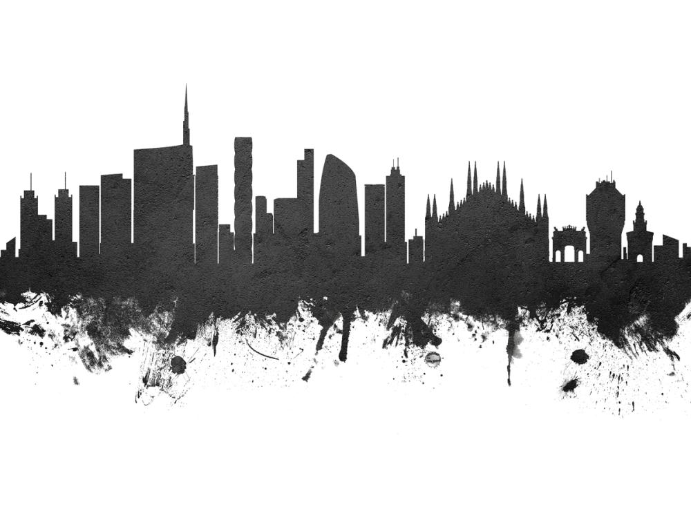 Milan Italy Skyline Black & White