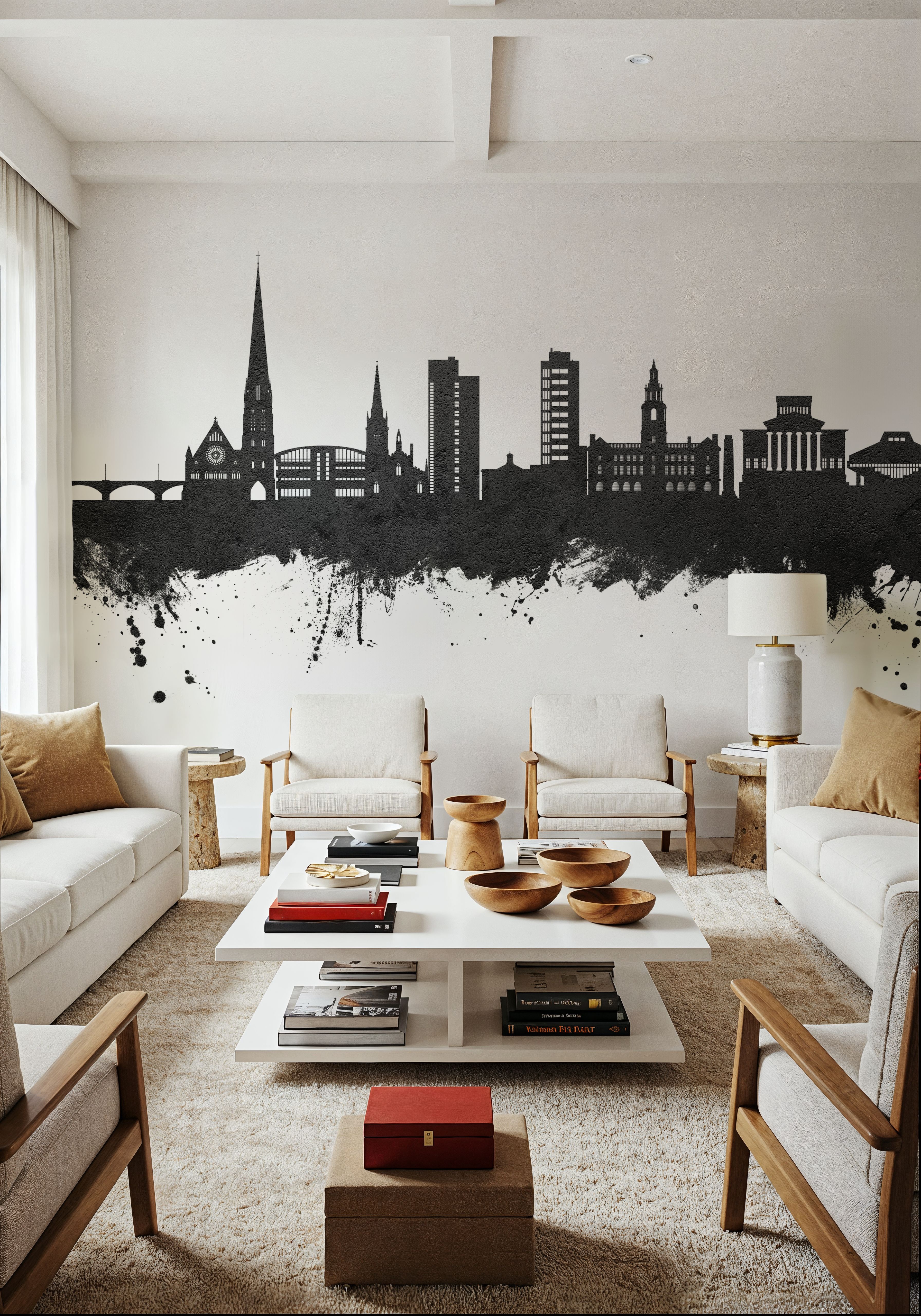 Preston England Skyline Black & White