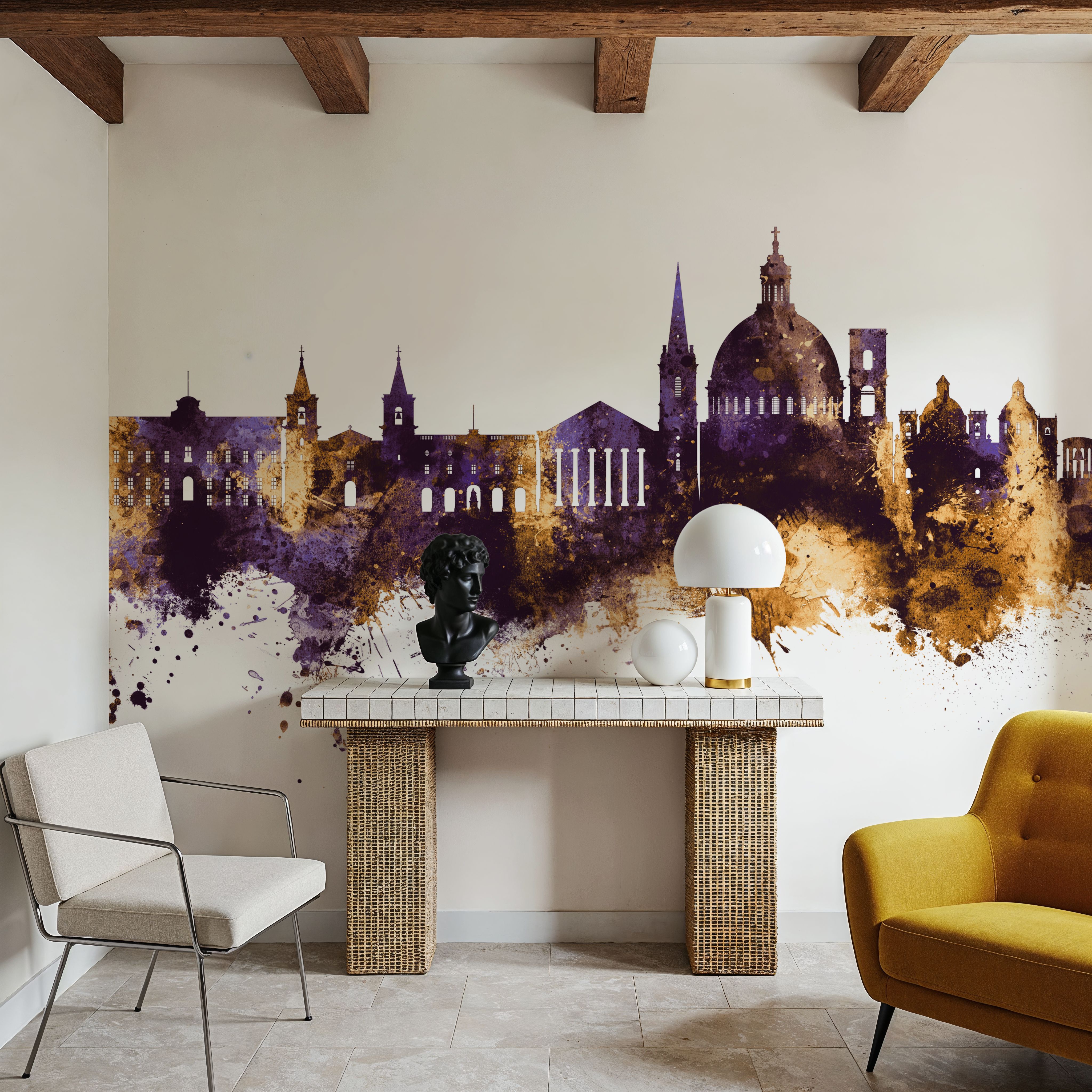 Valletta Malta Skyline Purple & Gold