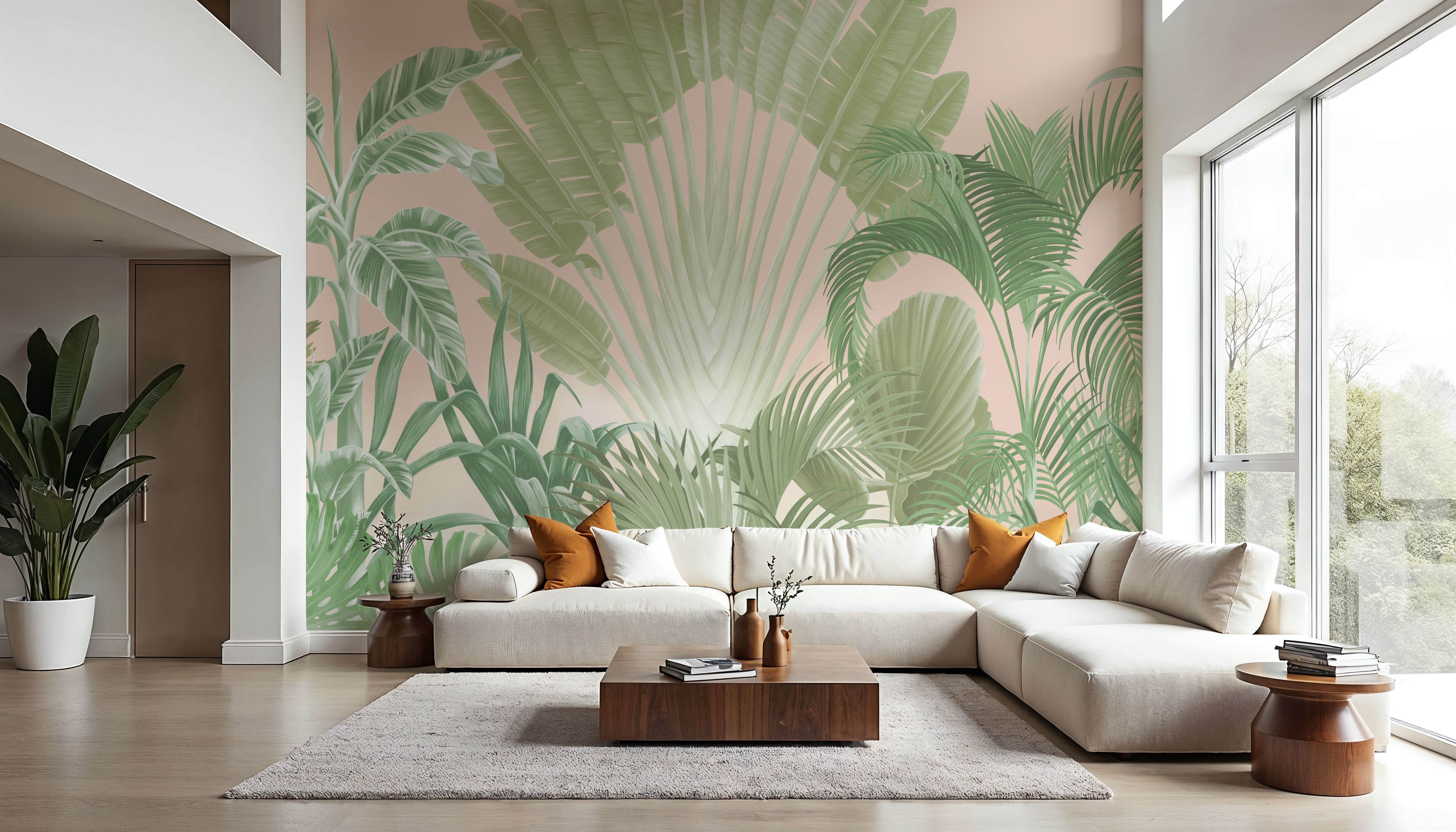 Tropical Crown, Peach, Behang