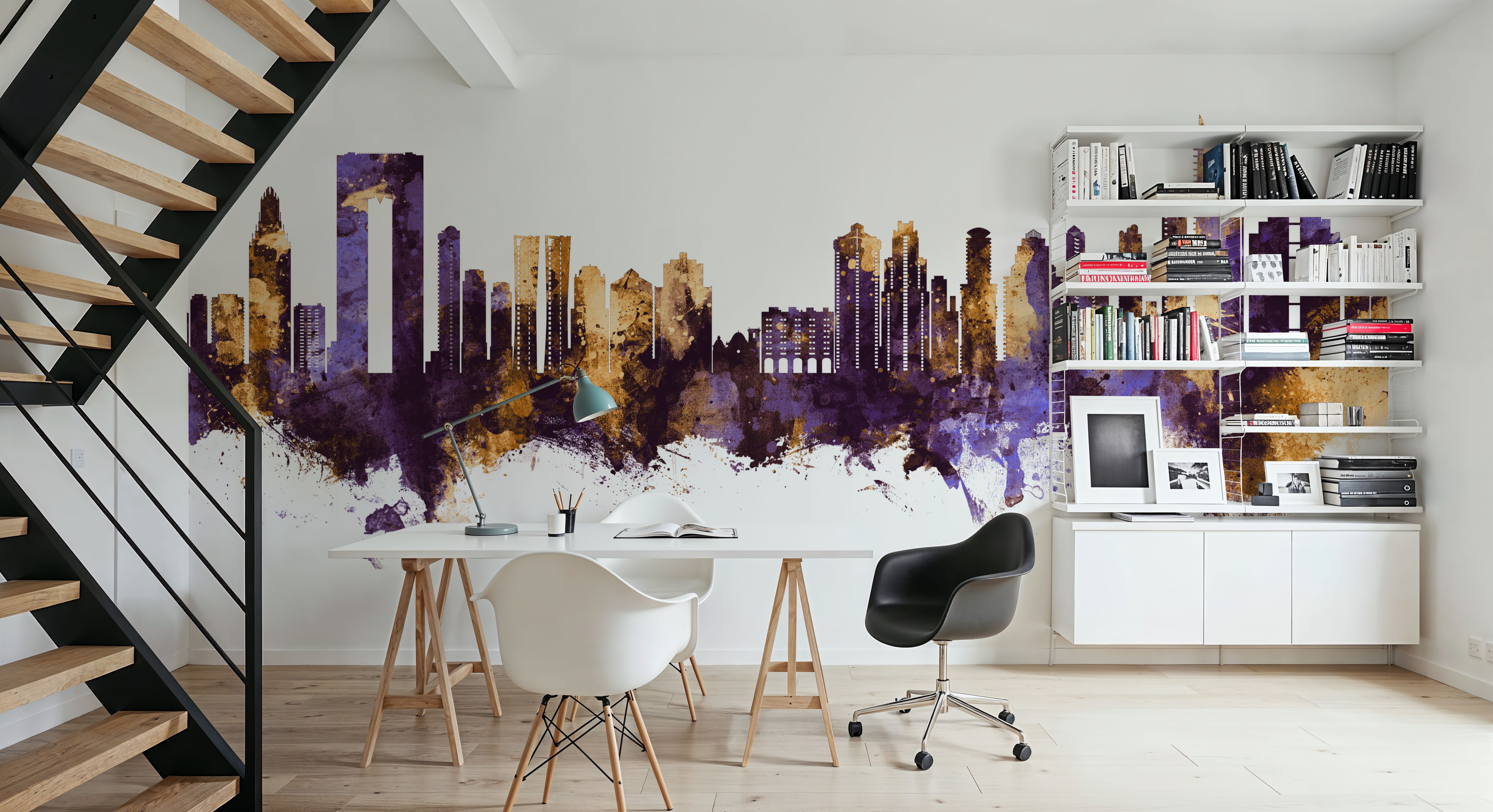 Benidorm Spain Skyline Purple & Gold