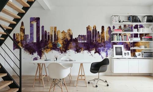 Benidorm Spain Skyline Purple & Gold