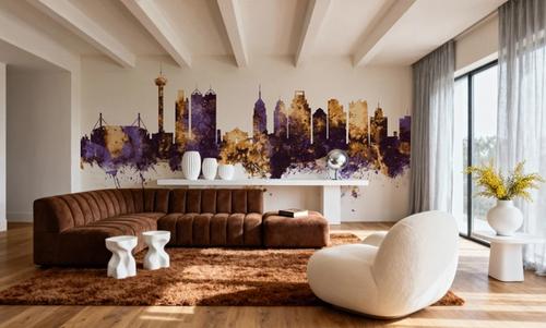 San Antonio Texas Skyline Purple & Gold