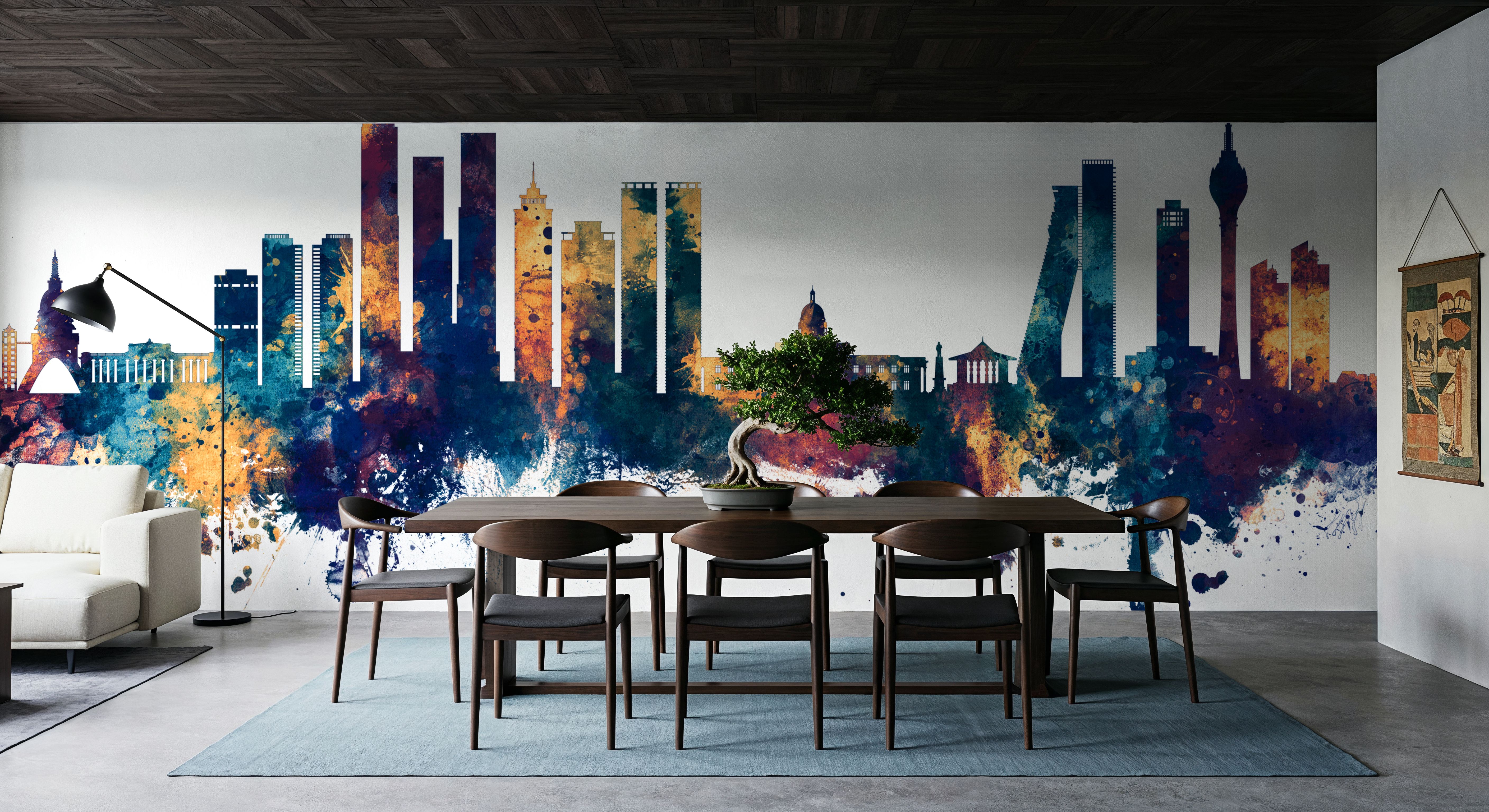 Colombo Sri Lanka Skyline Blue & Bronze, Papier peint