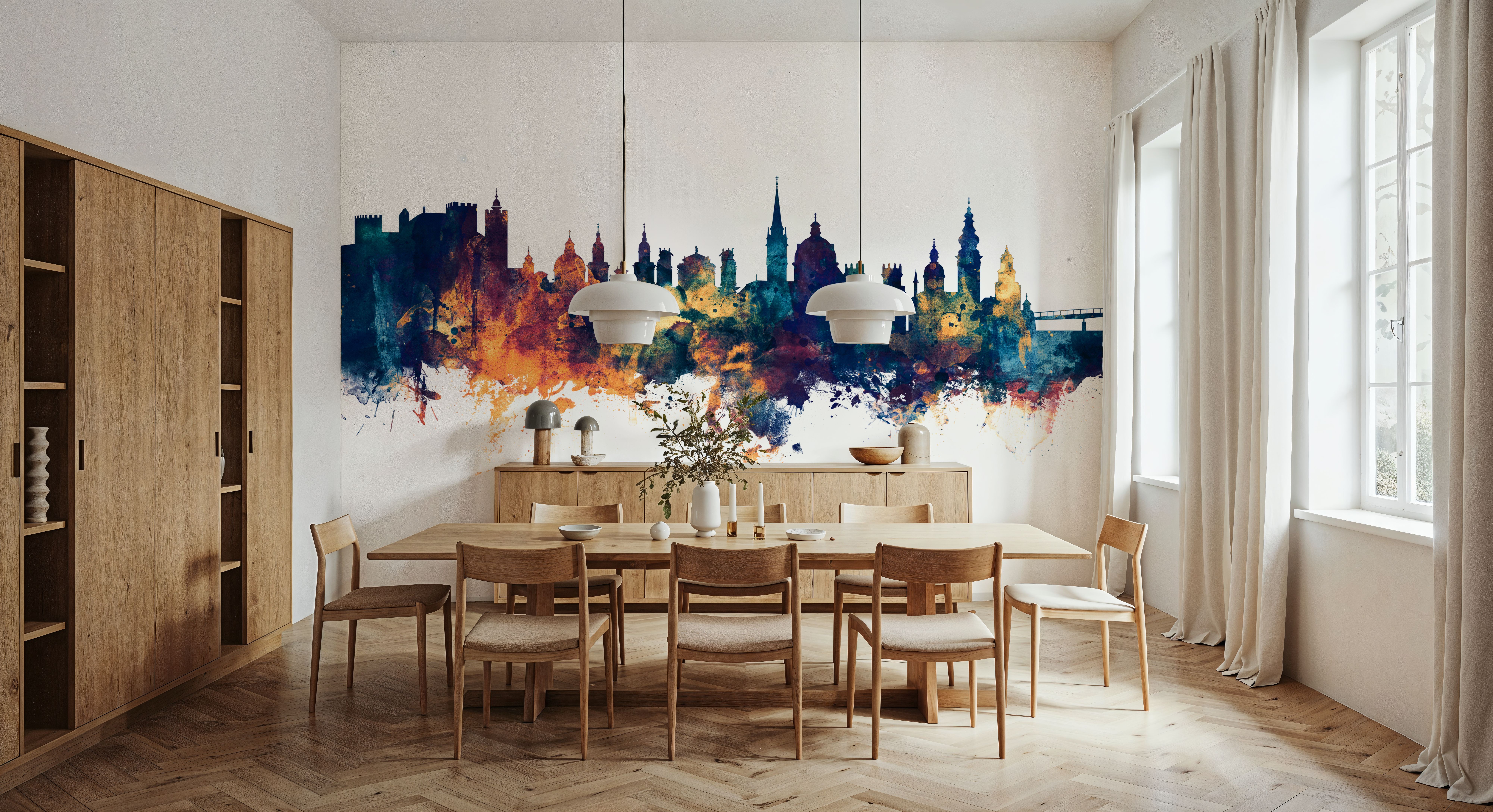 Salzburg Austria Skyline Blue & Bronze, Wallpaper