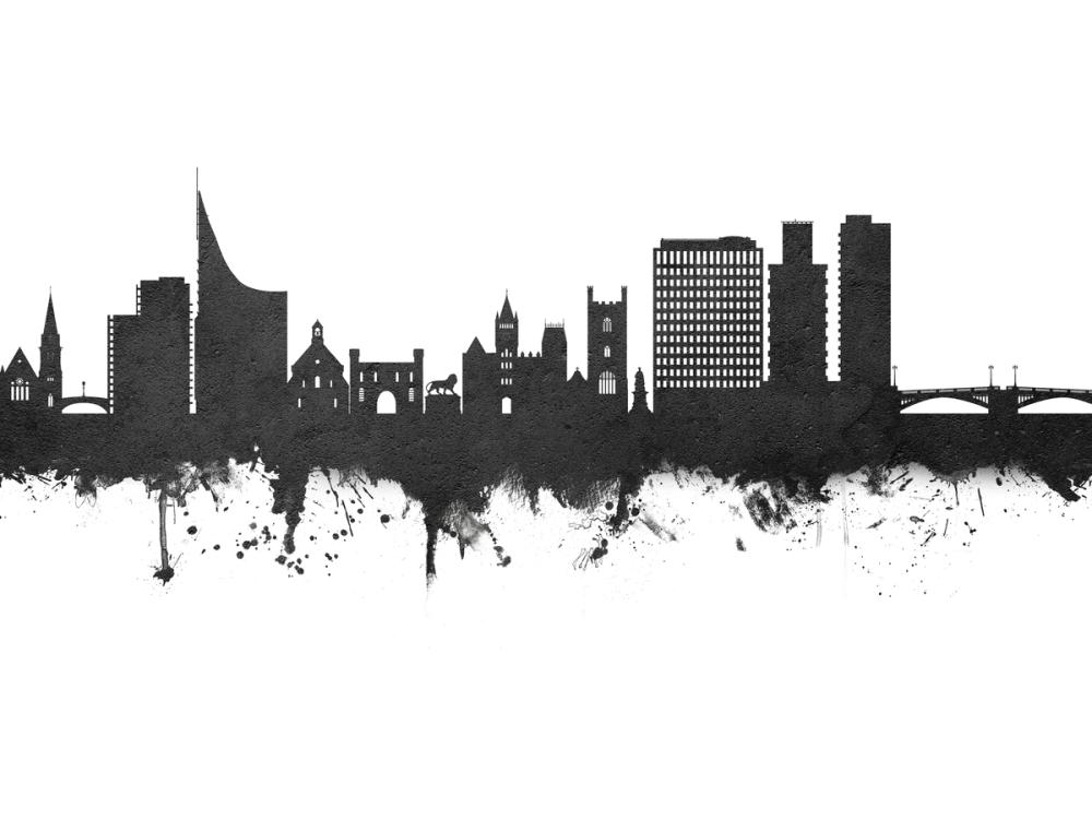 Reading England Skyline Black & White