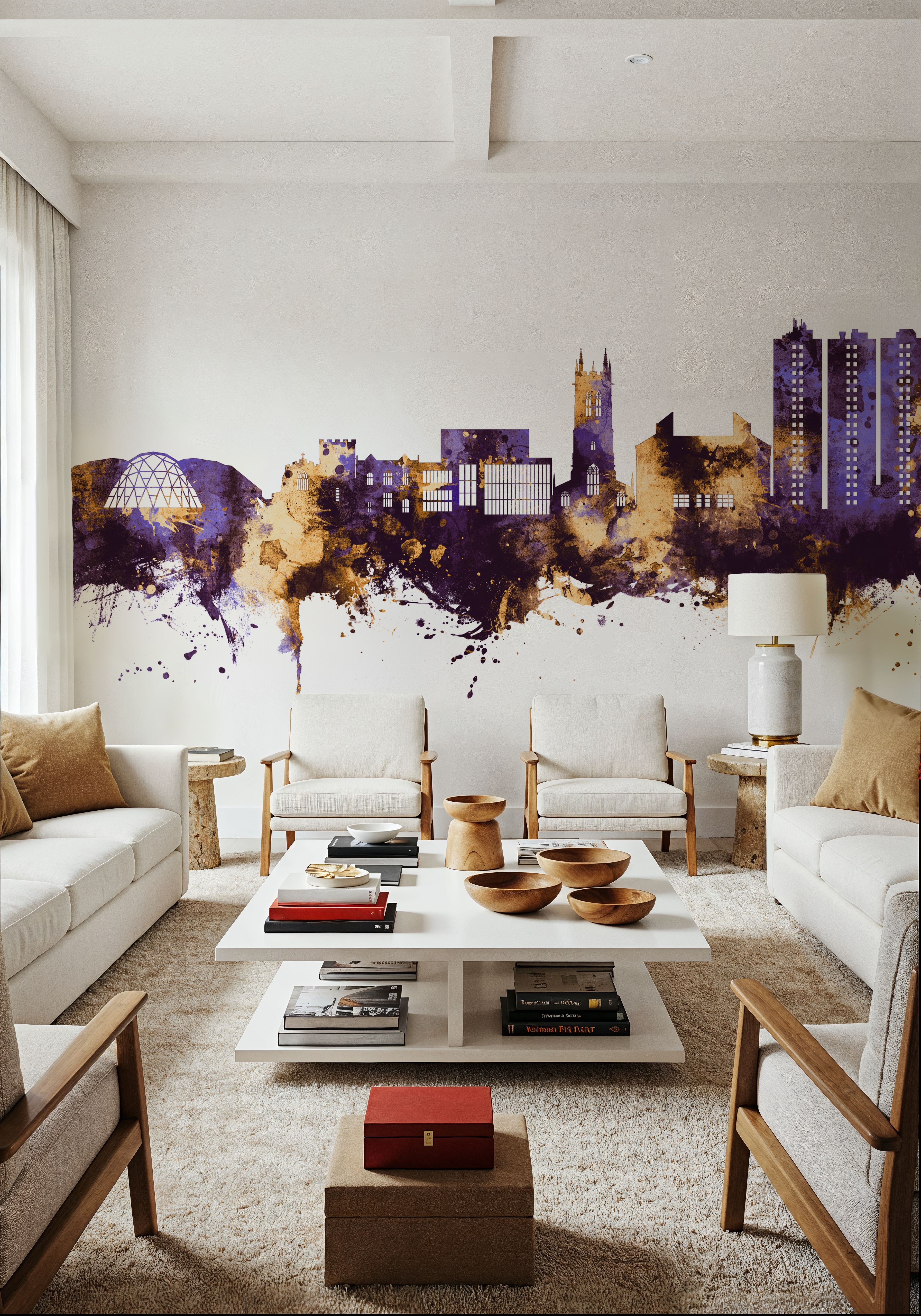 Scunthorpe England Skyline Purple & Gold