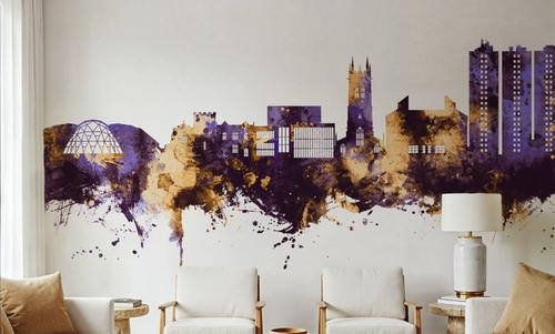 Scunthorpe England Skyline Purple & Gold