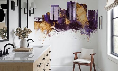 Boise Idaho Skyline Purple & Gold