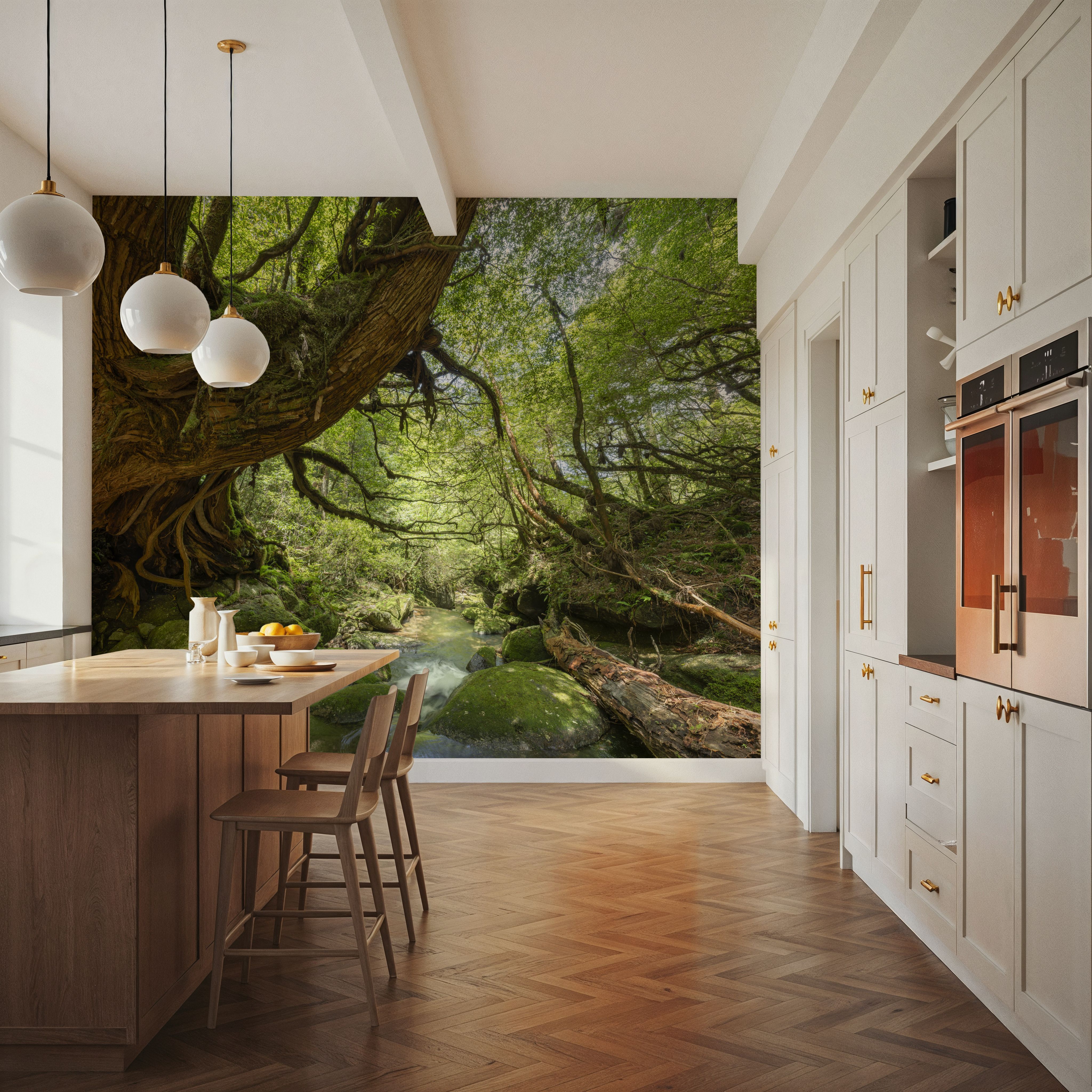 Wall Mural - Shiratani Unsuikyo Valley Stream - Foliage Landscapes mural wallpaper - Dining Room - Wallism US - Premium, Textured or Peel & Stick