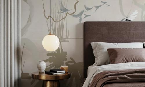 Painted Herons Scenery, Beige