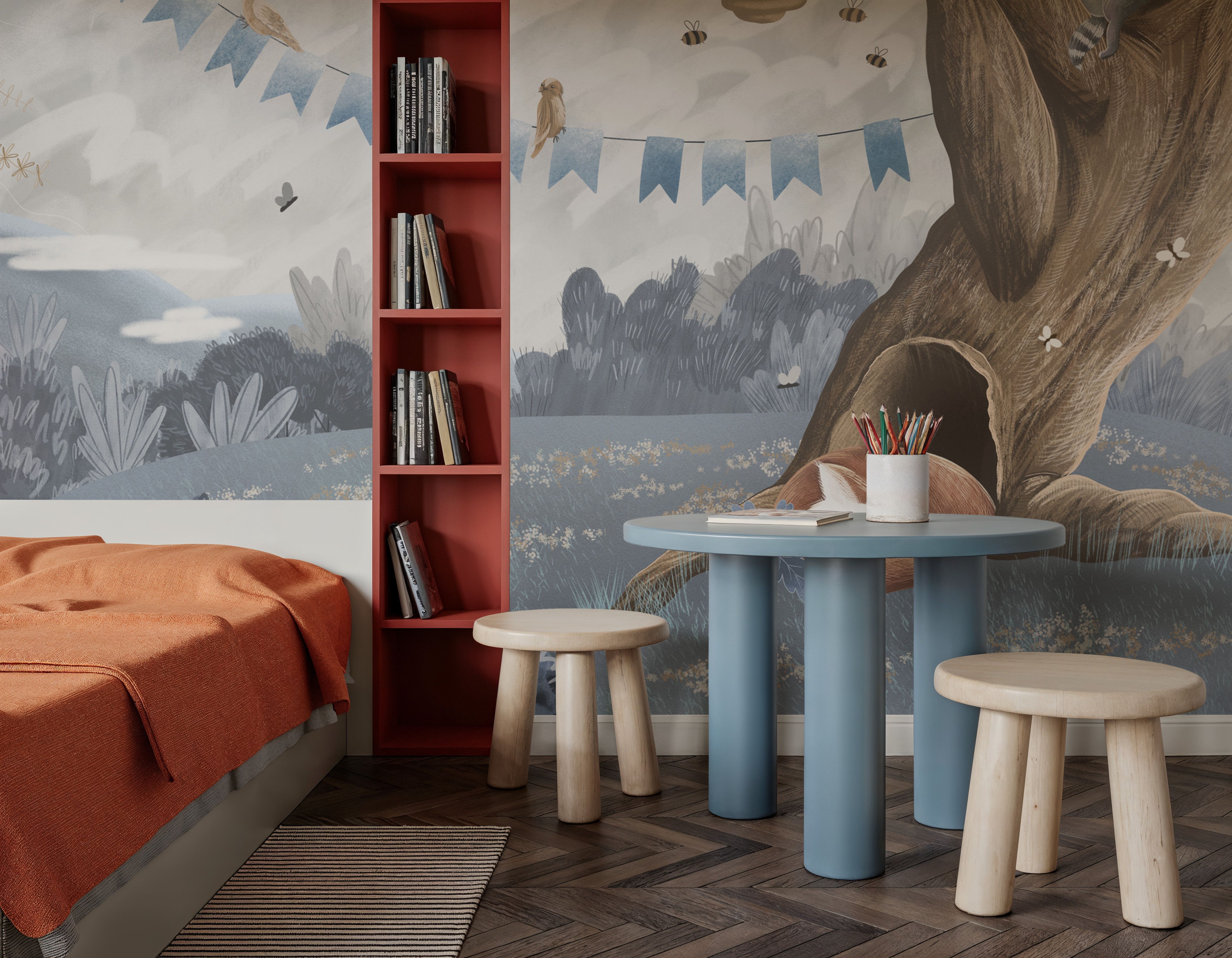 Oak Hill Slumber, Sky Blue, Papel pintado