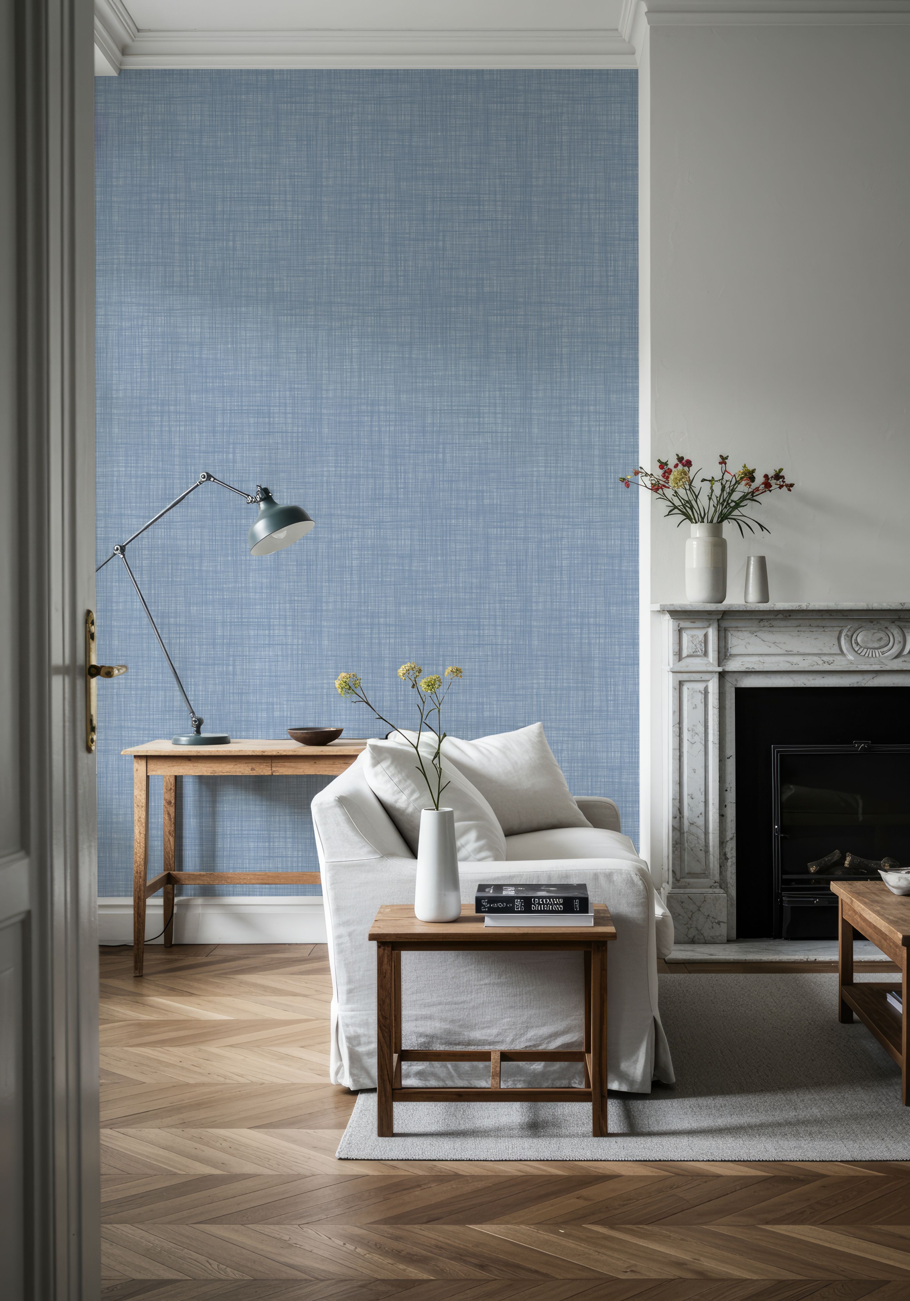 Mottled Linen Effect, Sky Blue