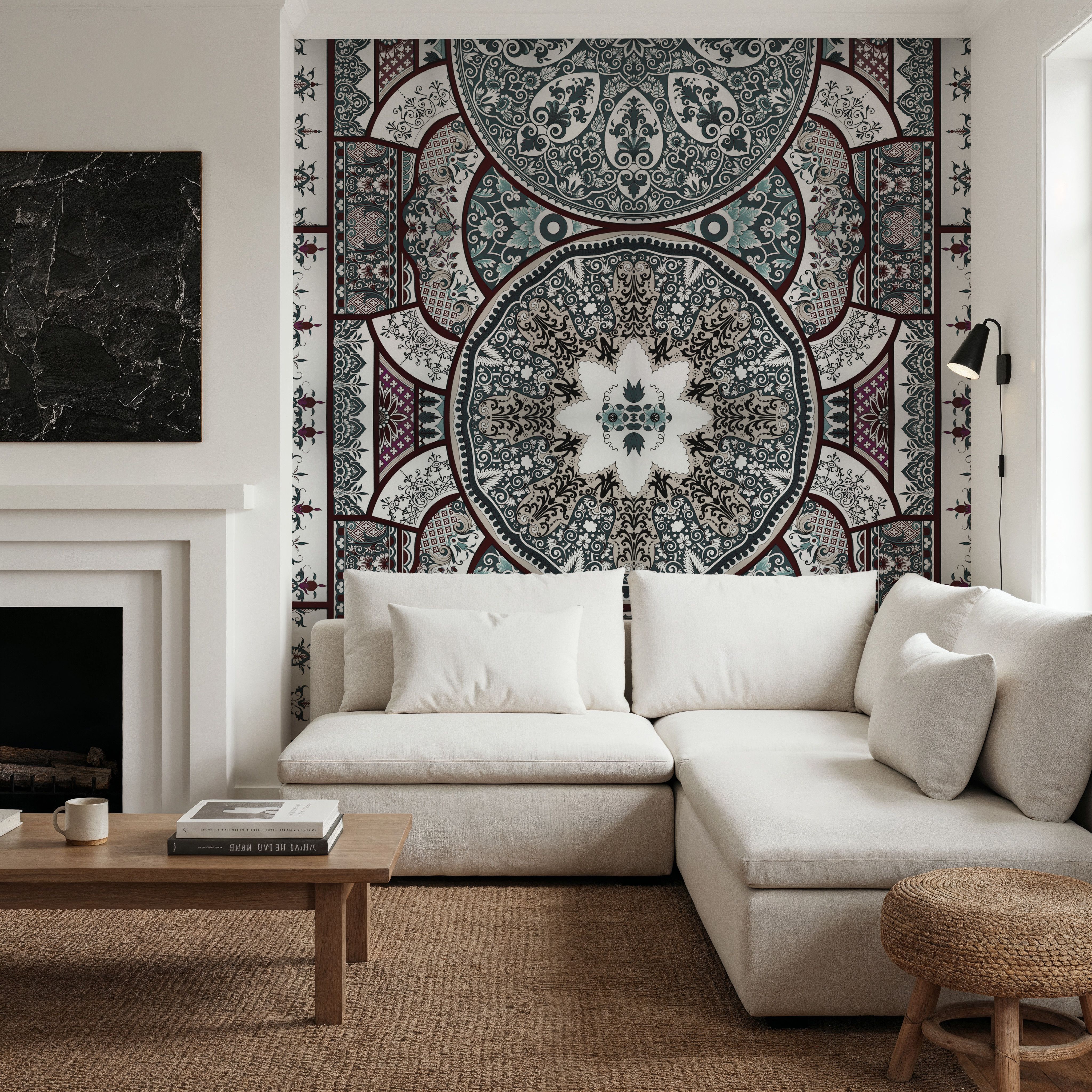 Eastern Tales, Teal & Beige