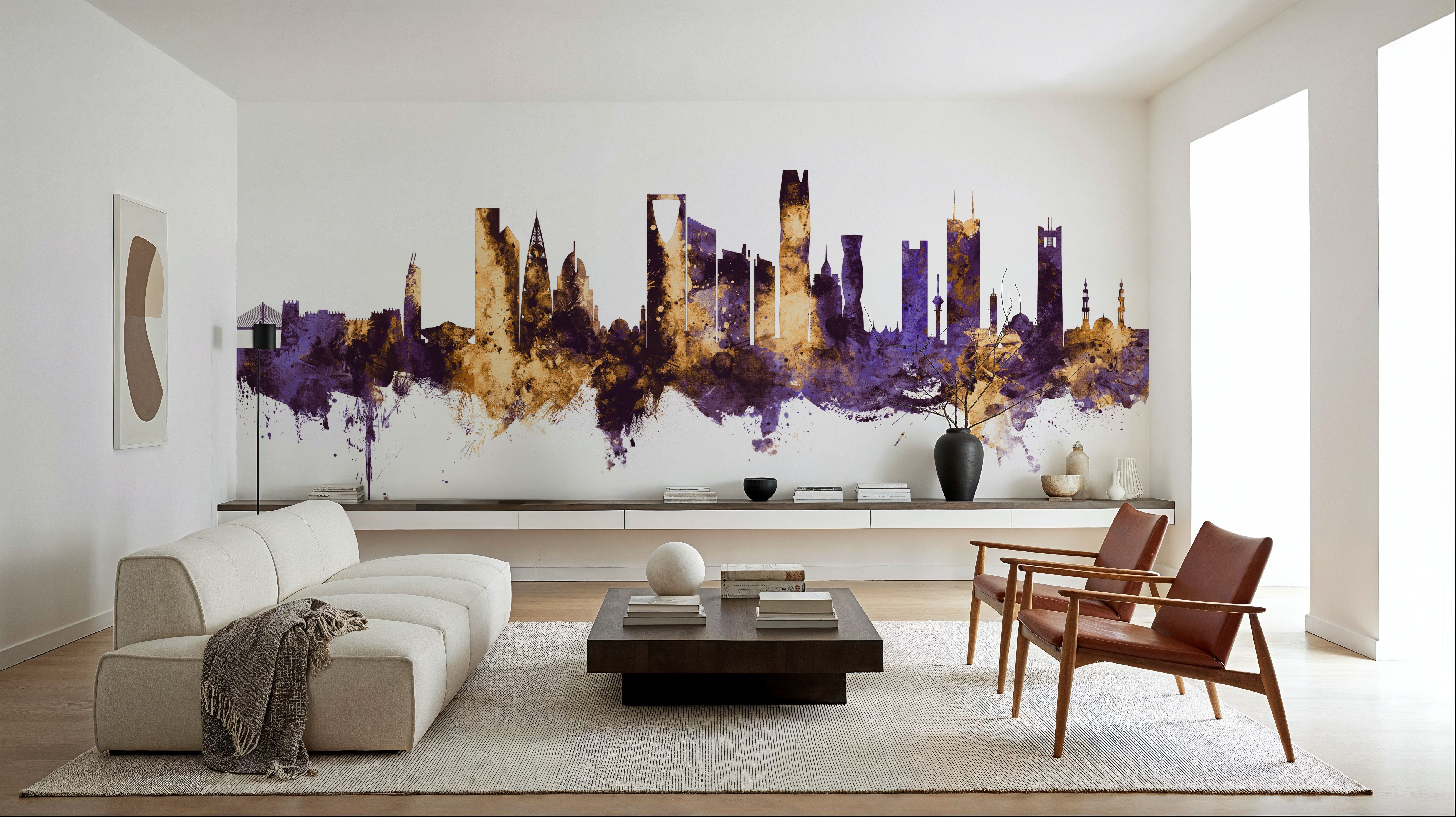 Riyadh Saudi Arabia Skyline Purple & Gold