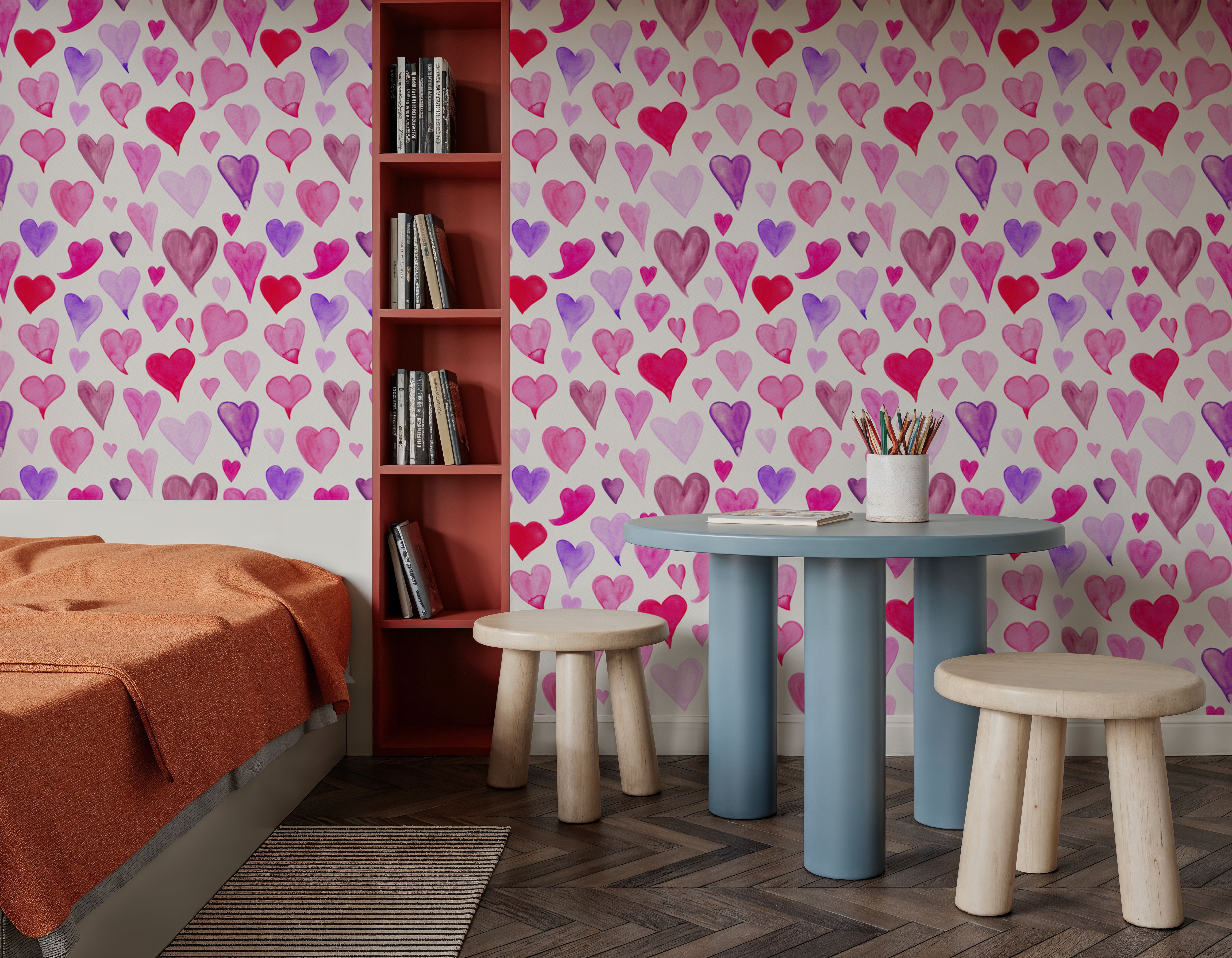 Pink & Purple Painted Hearts
