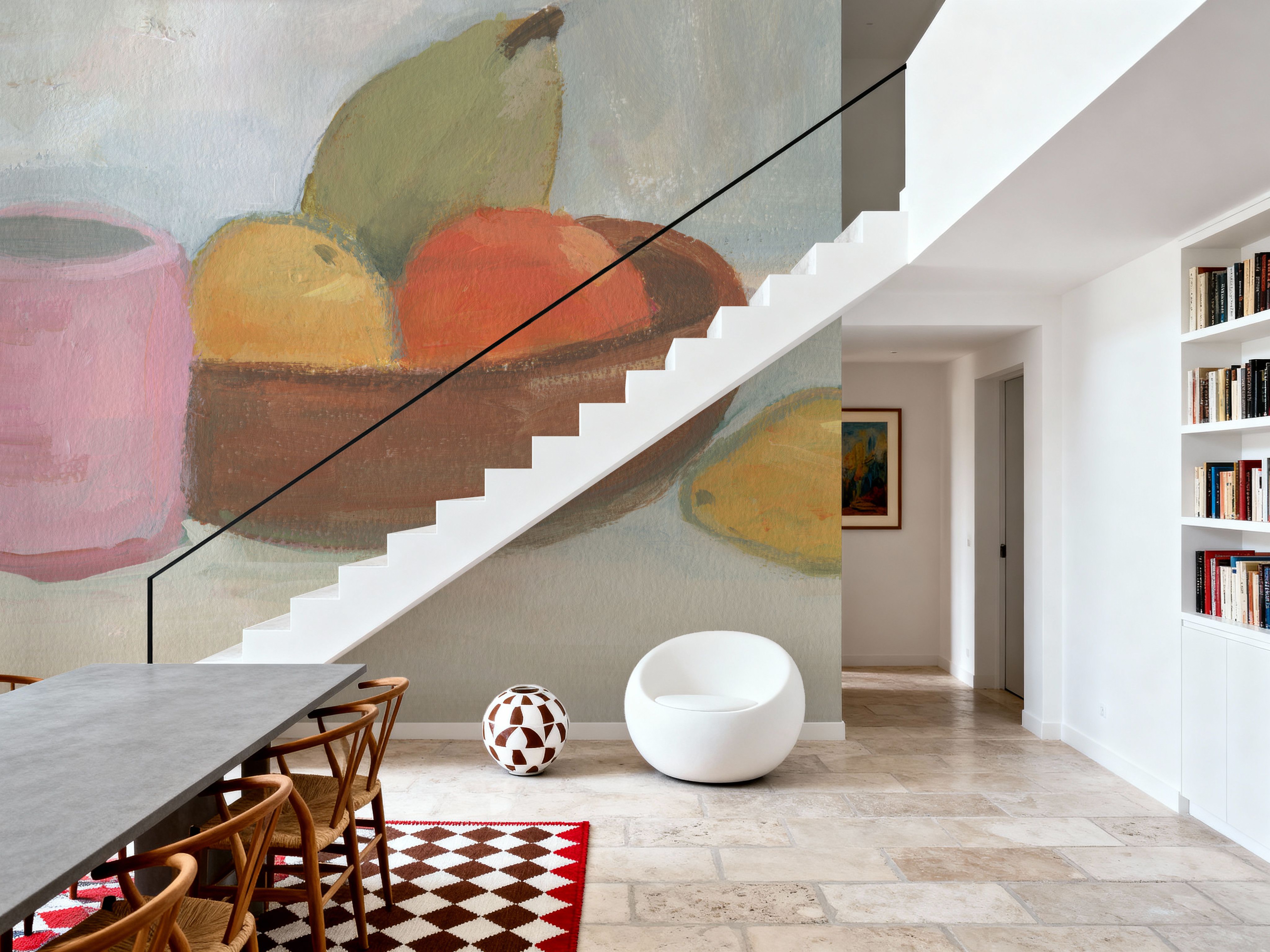 Pink Cup with Wooden Bowl