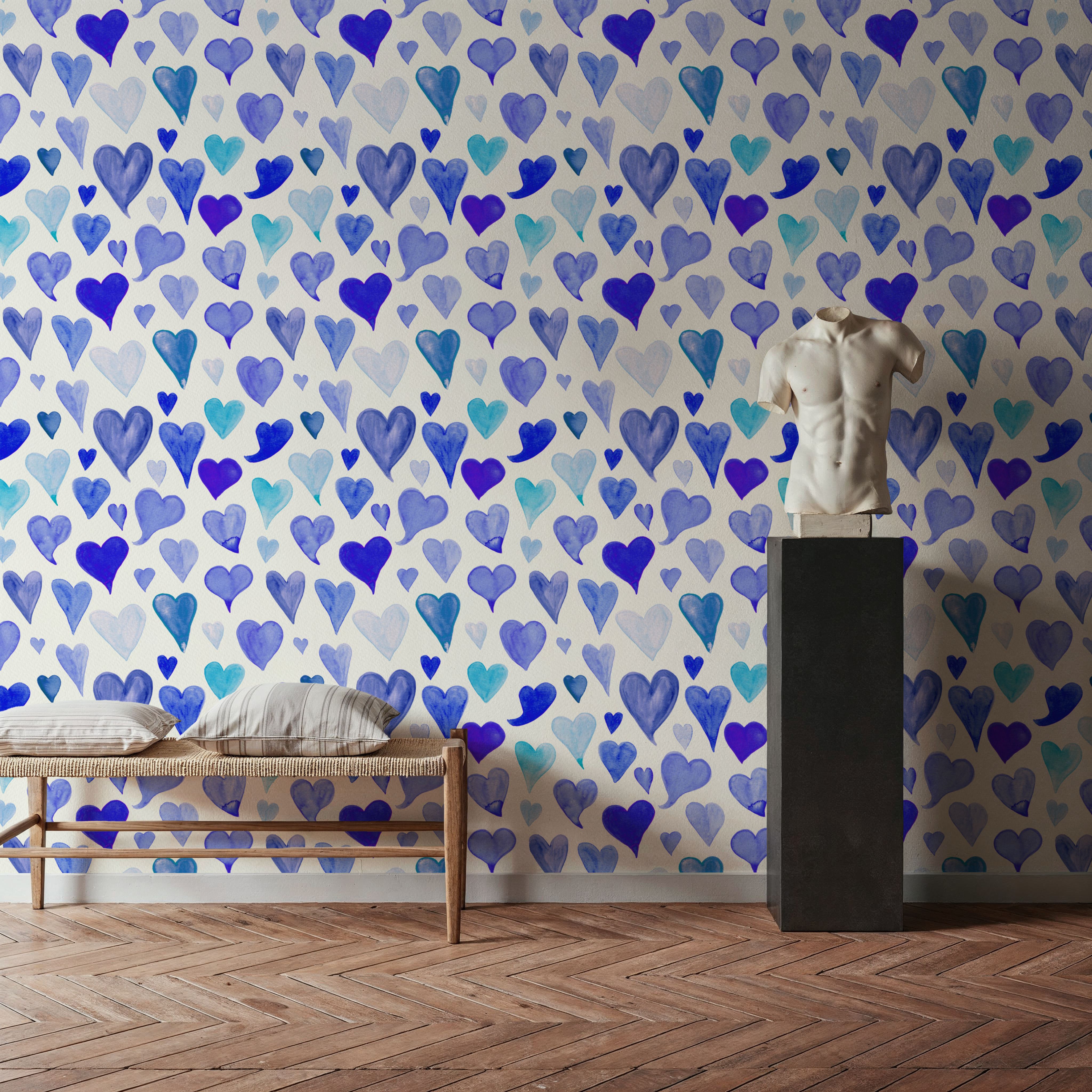 Blue Painted Hearts