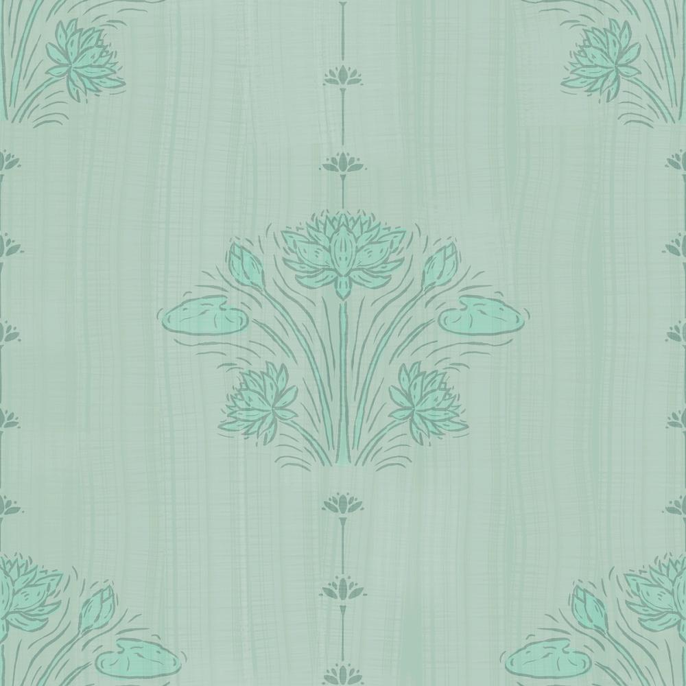 Block Print Water Lily Stripes, Mint
