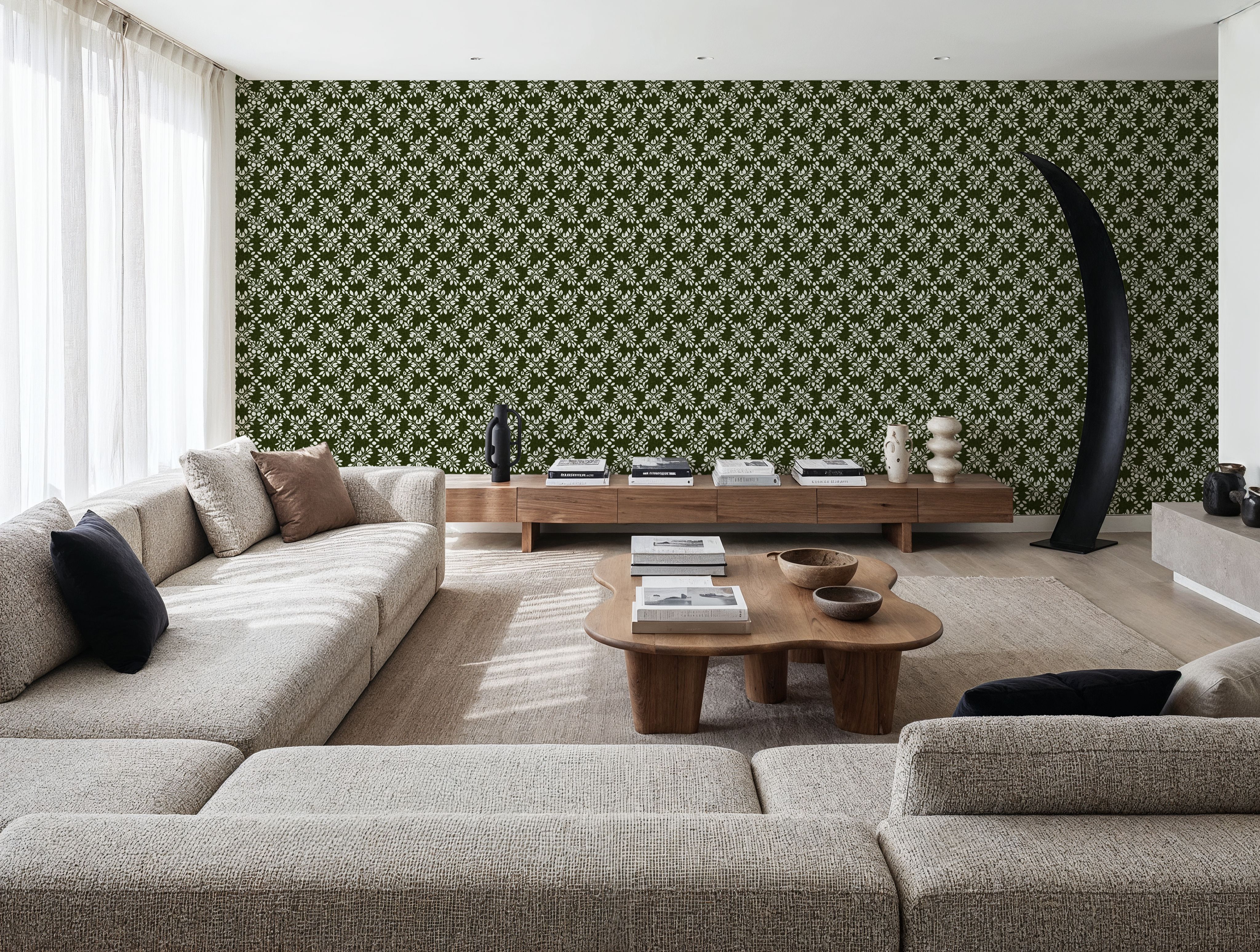 Trellis Leaves, Forest Green