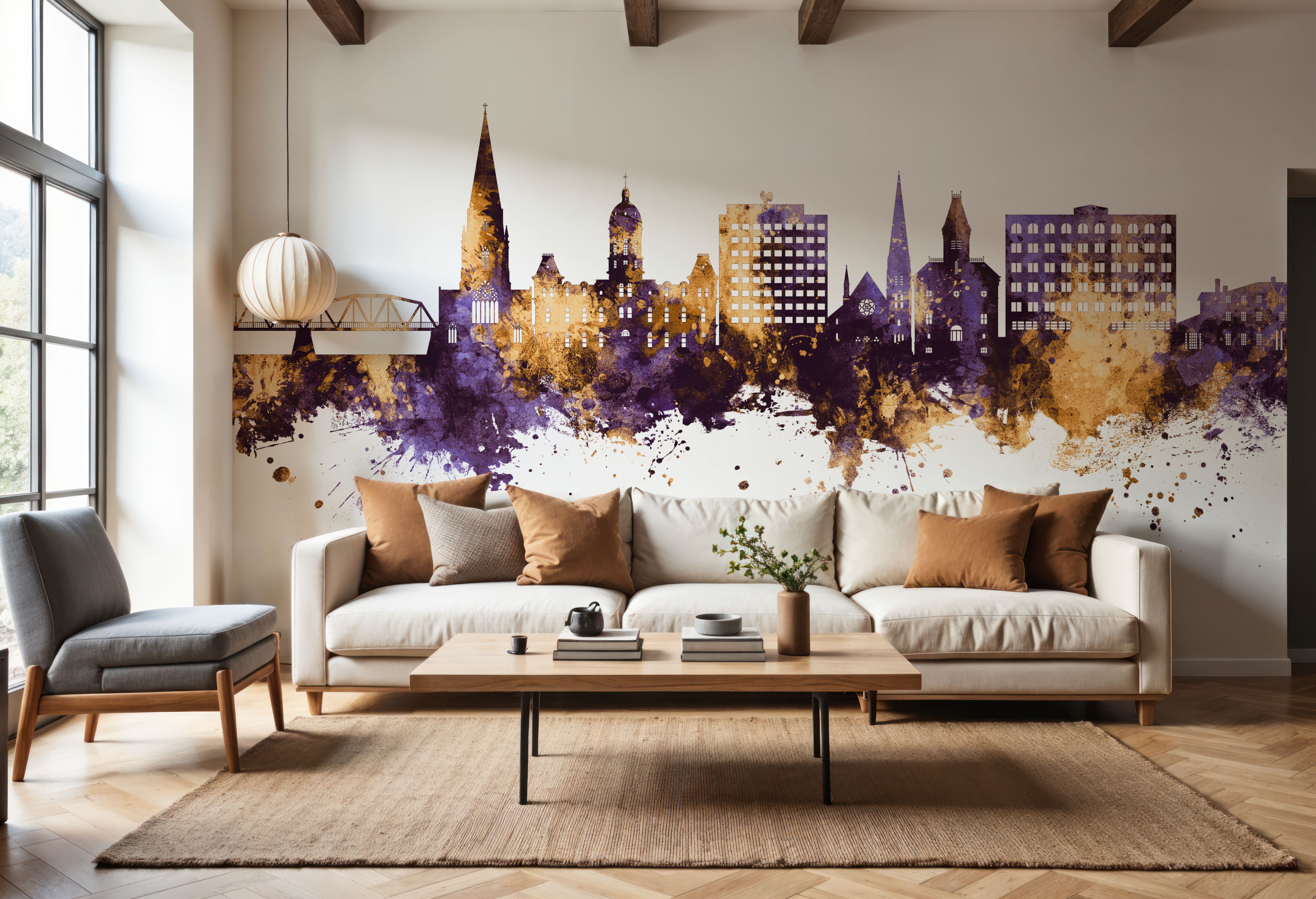 Fredericton Canada Skyline Purple & Gold