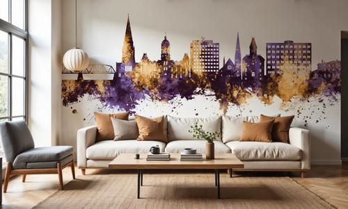 Fredericton Canada Skyline Purple & Gold