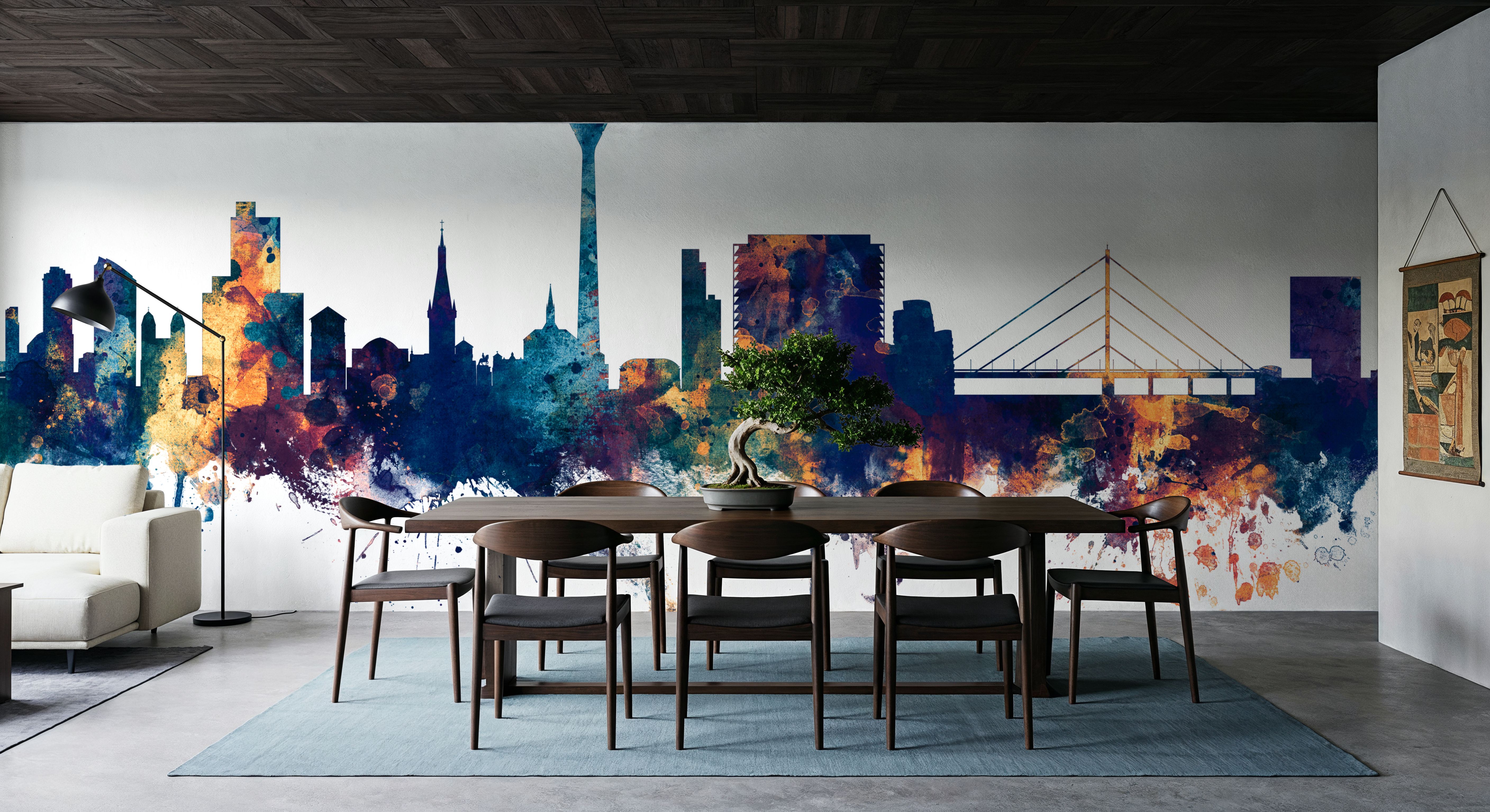 Düsseldorf Germany Skyline Blue & Bronze