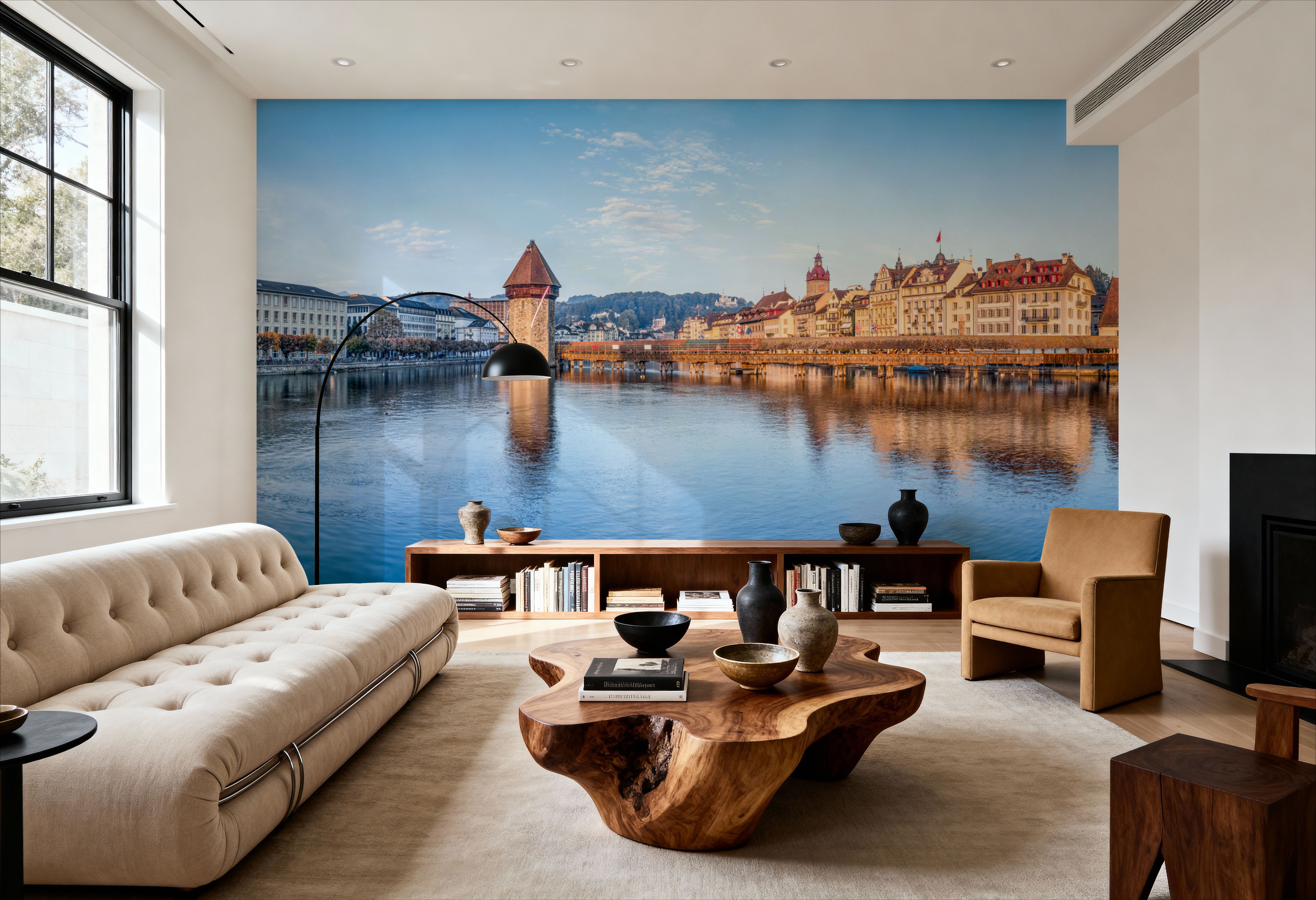 Wall Mural - Lucerne I - Architecture Travel & Landmarks mural wallpaper - Blue - Bedroom - Wallism US - Premium, Textured or Peel & Stick