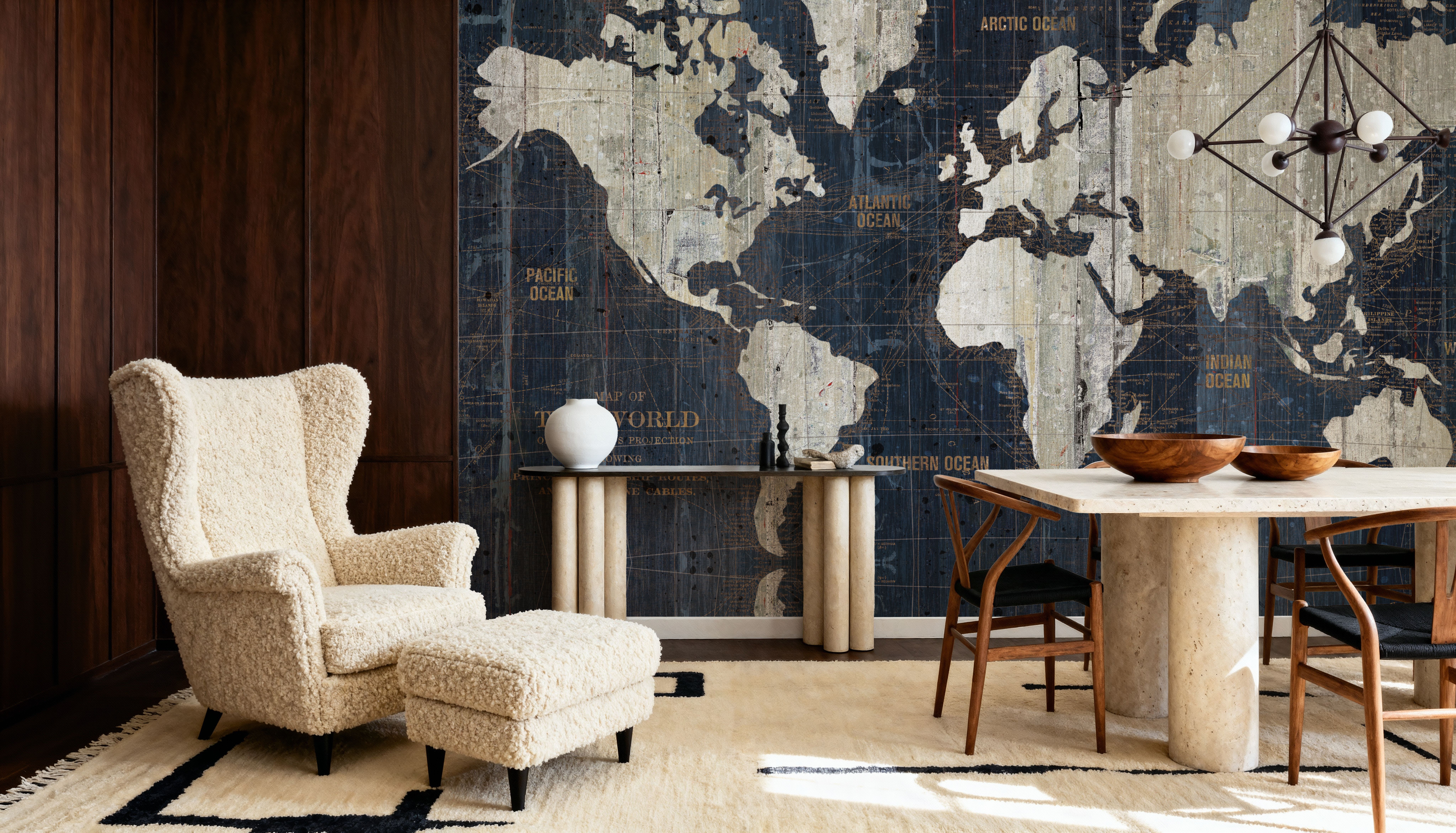 Old World Map Blue, Papel de parede