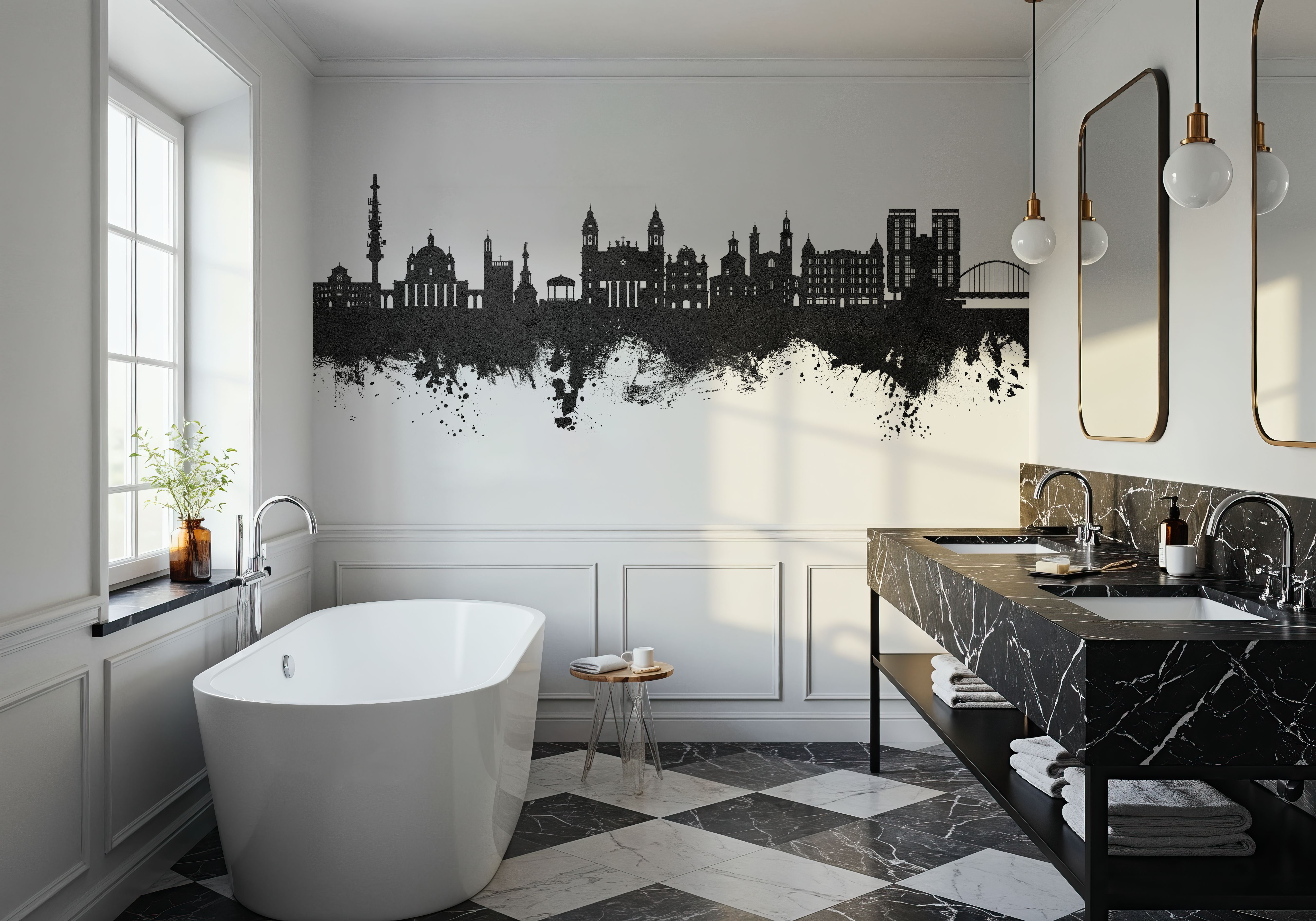 Pamplona Spain Skyline Black & White