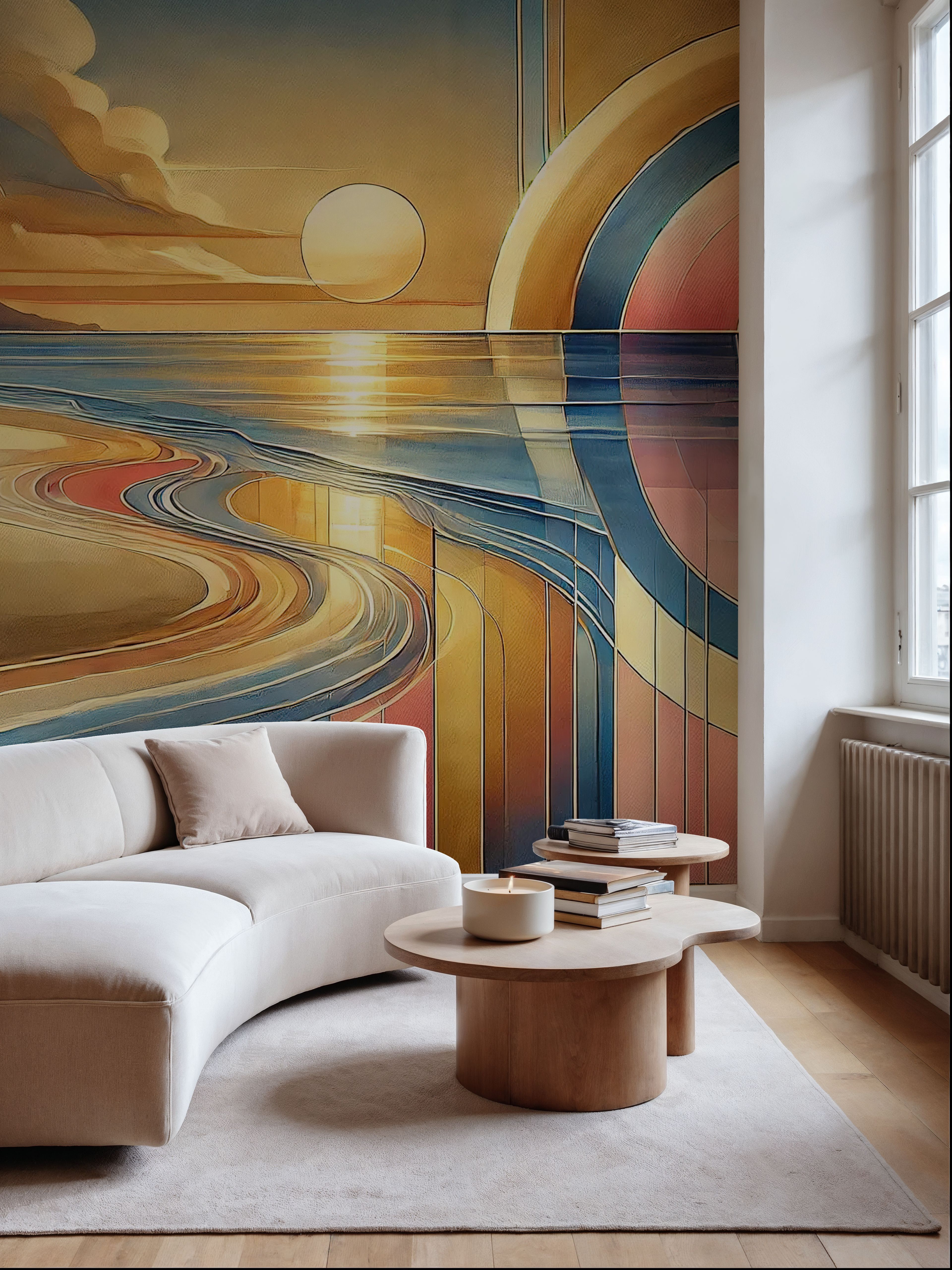 Sundown Serenity Scene in Art Deco