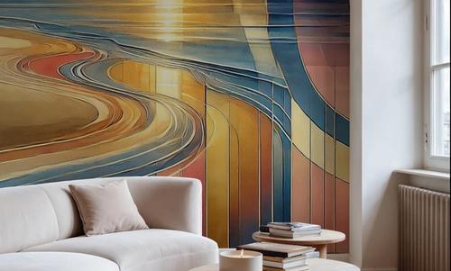 Sundown Serenity Scene in Art Deco