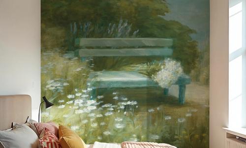 Garden Bench with Daisy Bouquet