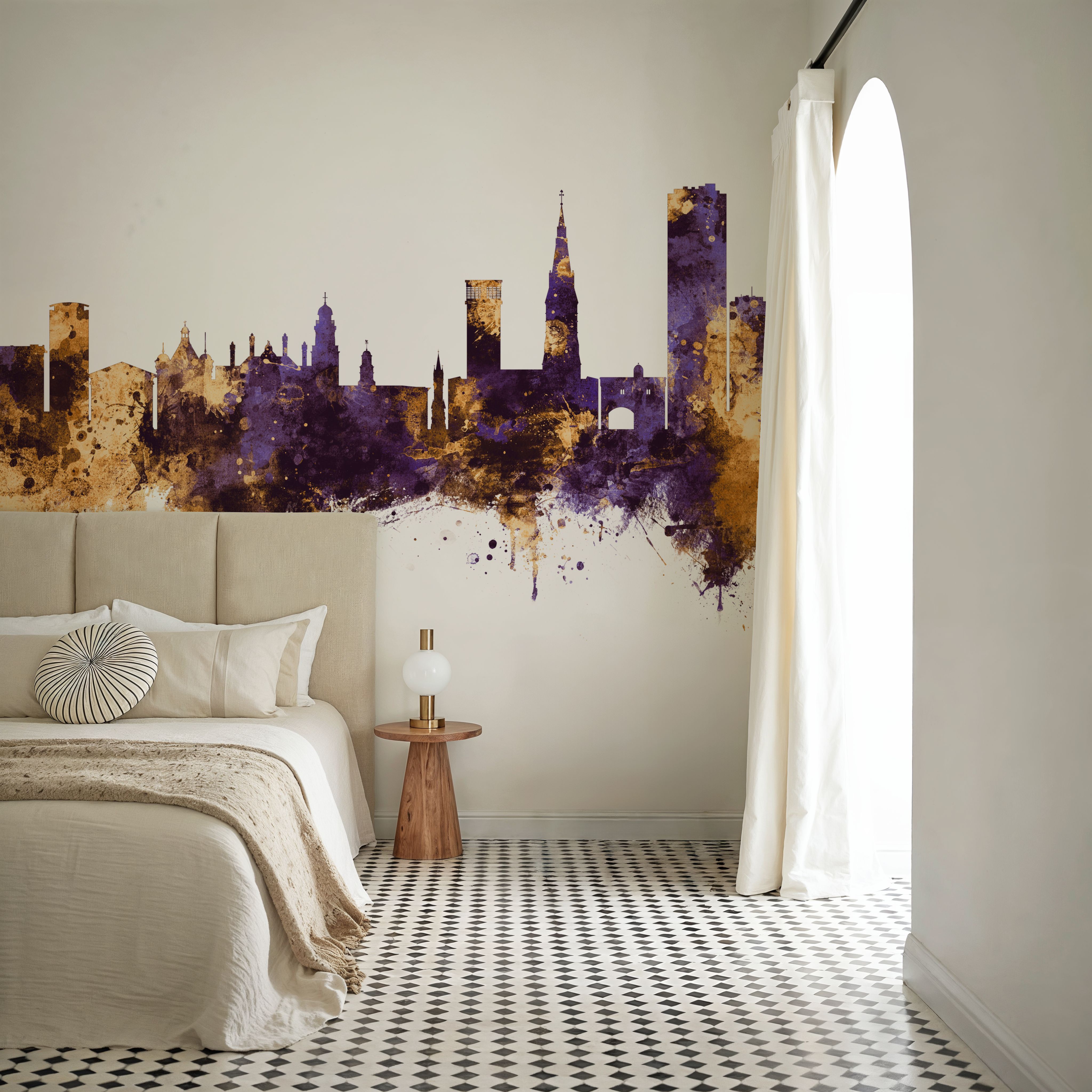 Leicester England Skyline Purple & Gold