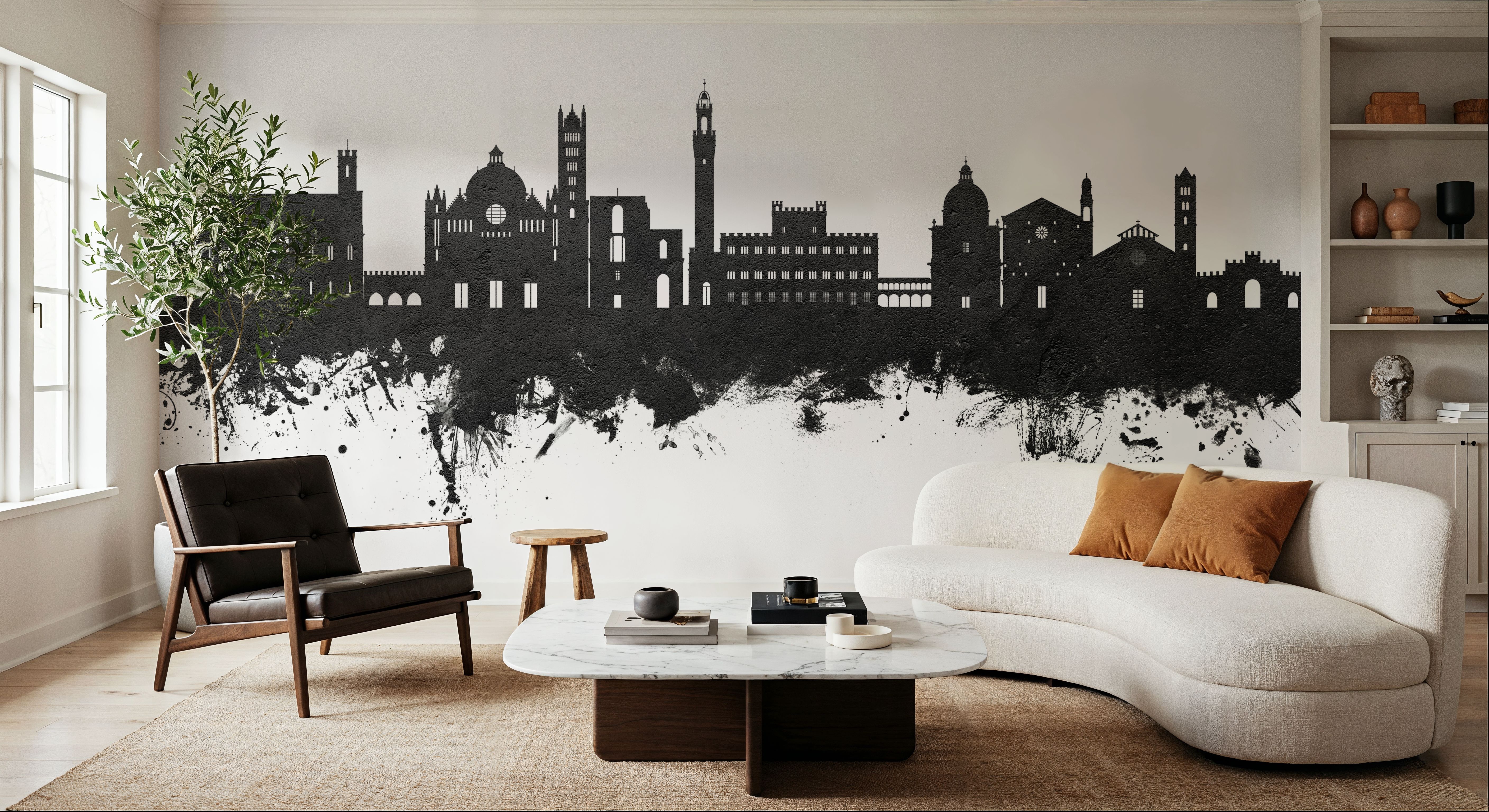 Siena Italy Skyline Black & White