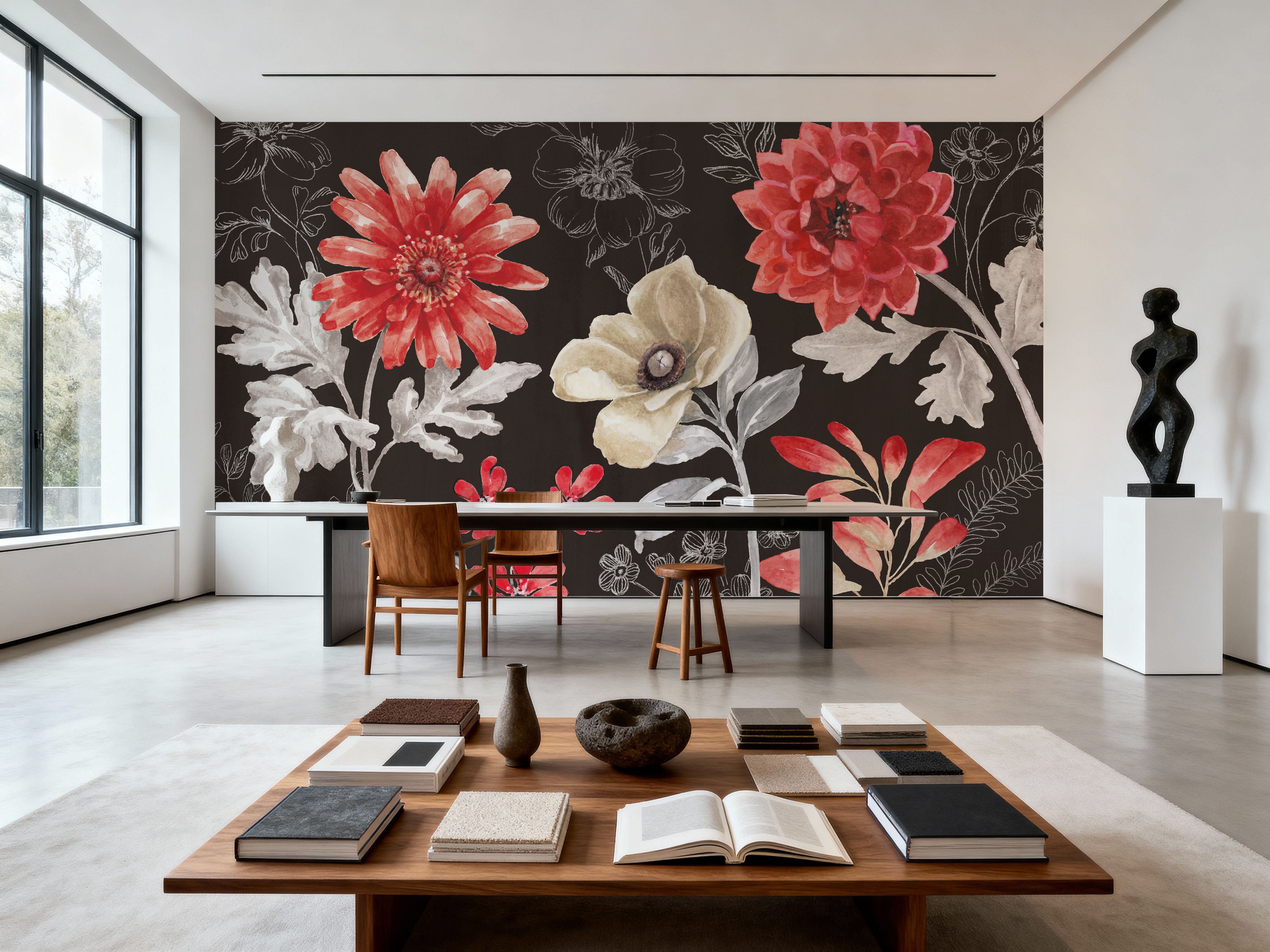 Flora Toile I Dark, Papier peint