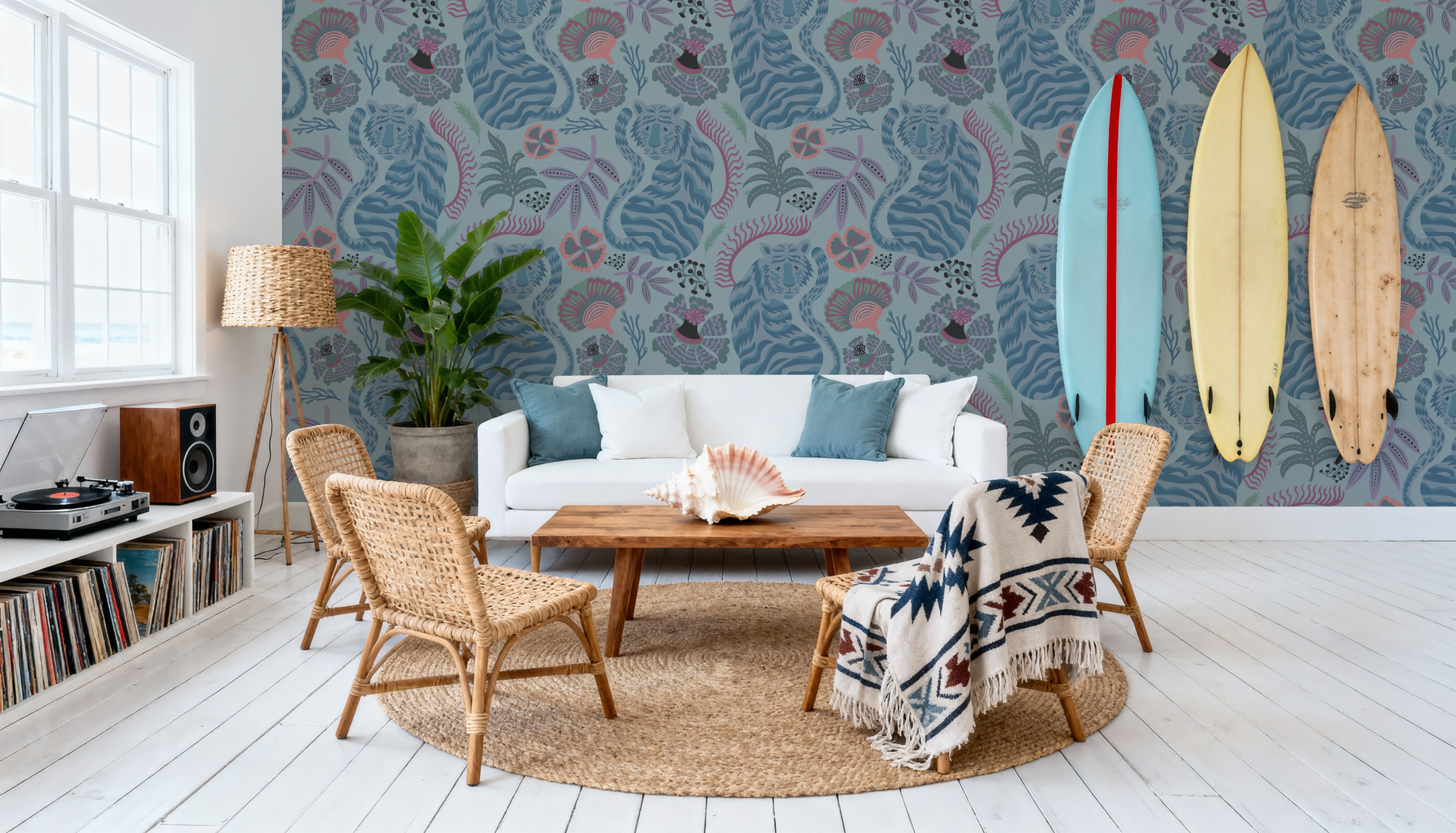 Painterly Tigers Light Blue