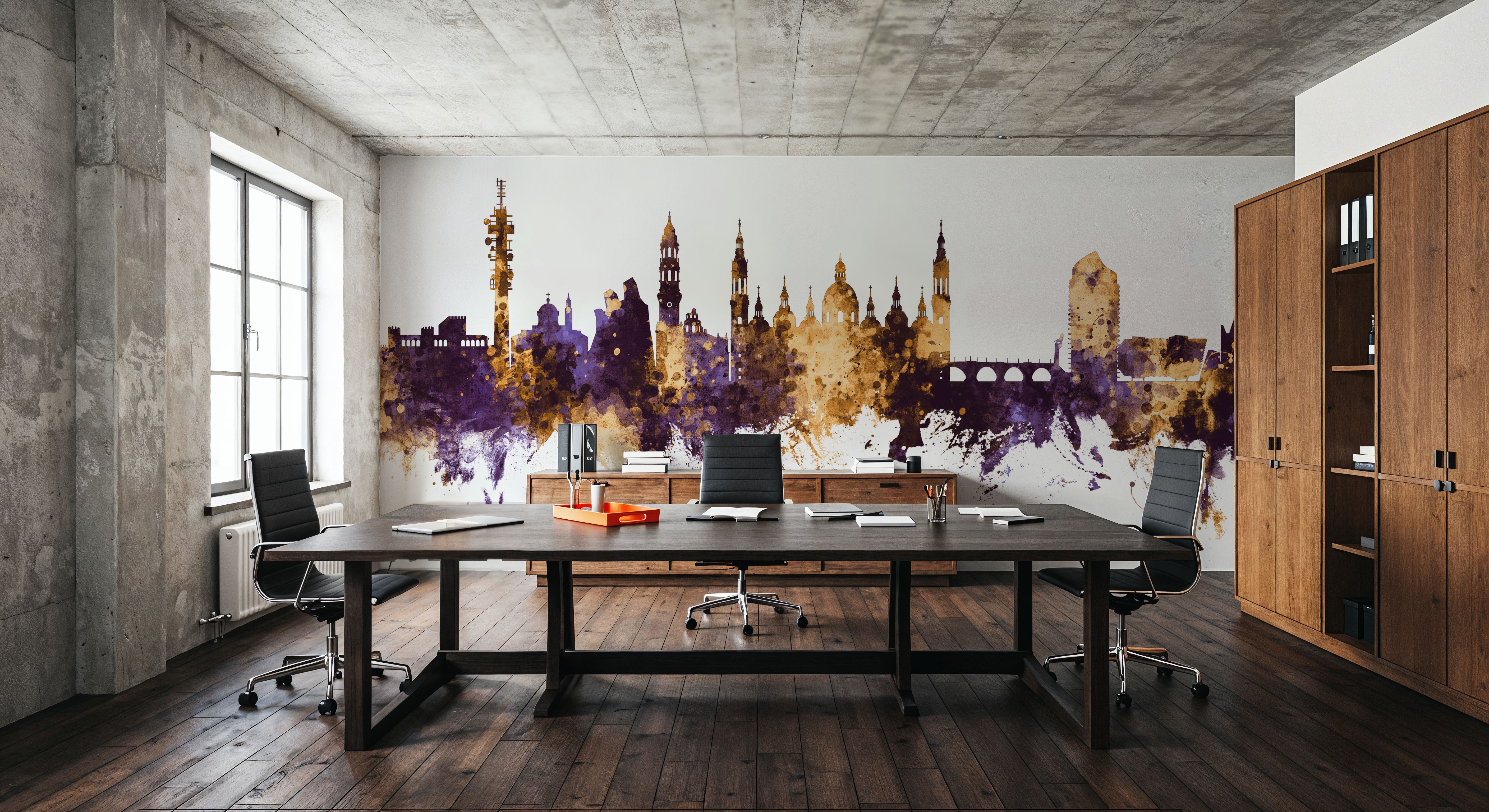 Zaragoza Spain Skyline Purple & Gold