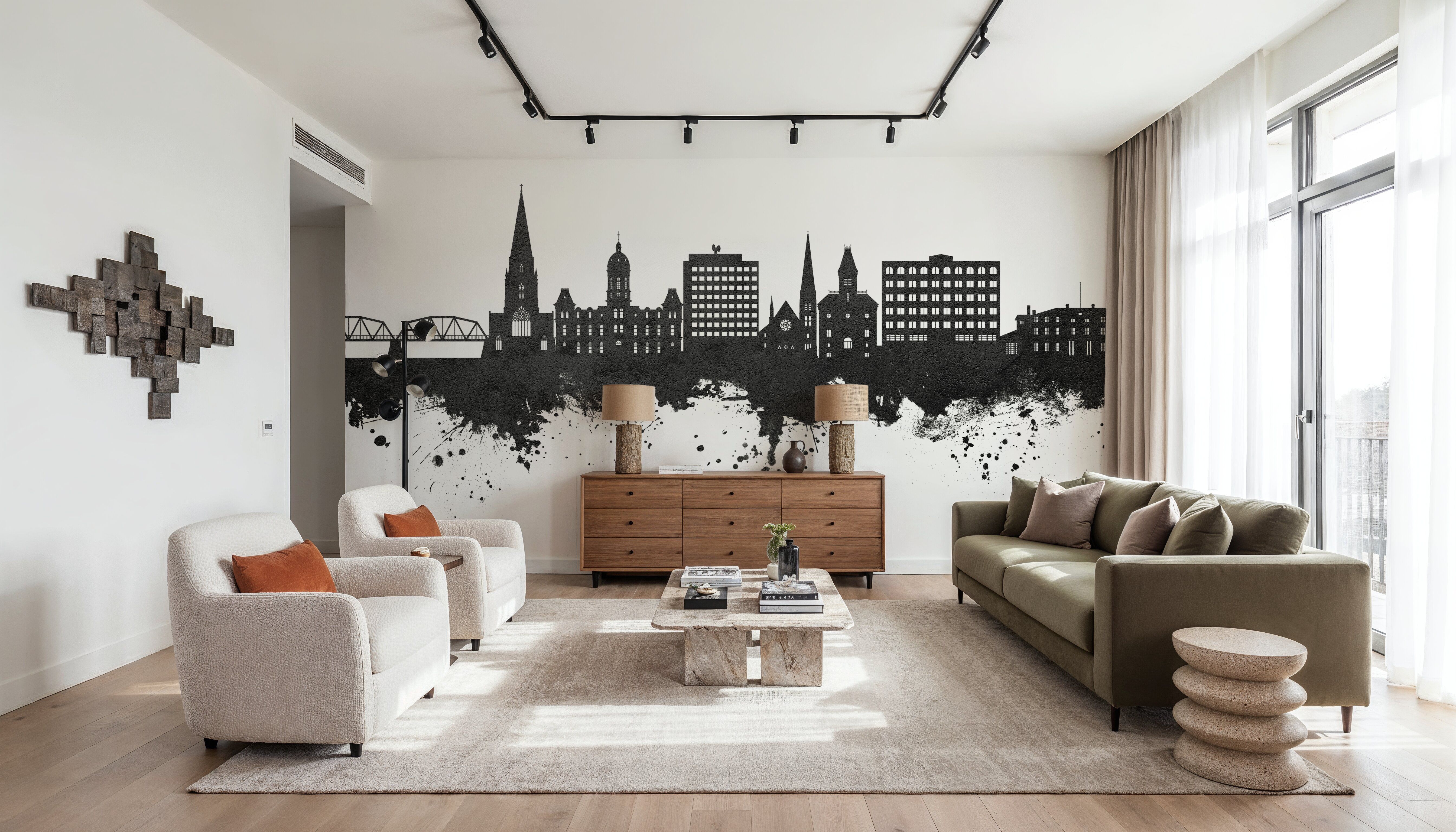 Fredericton Canada Skyline Black & White