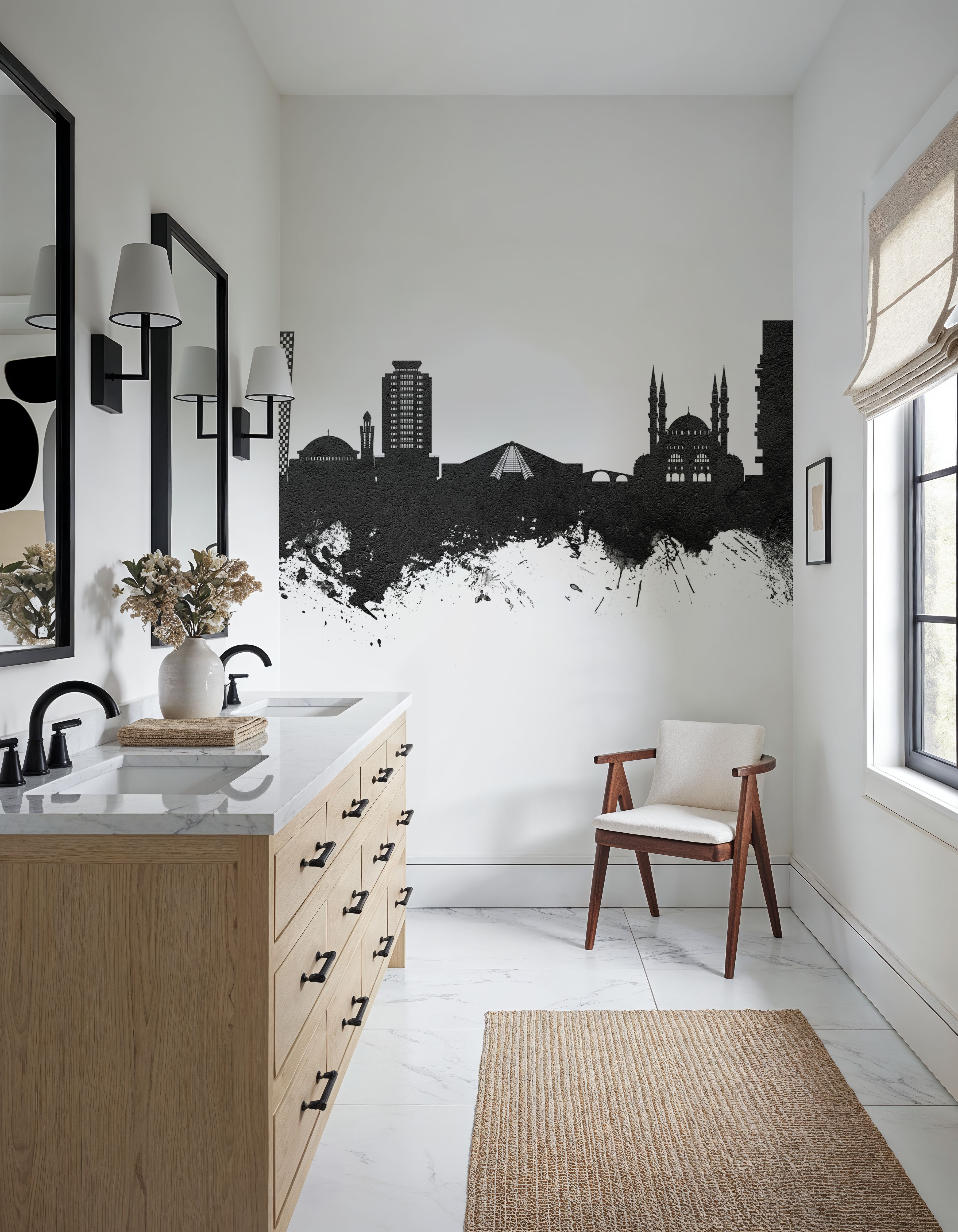 Tirana Skyline Black & White