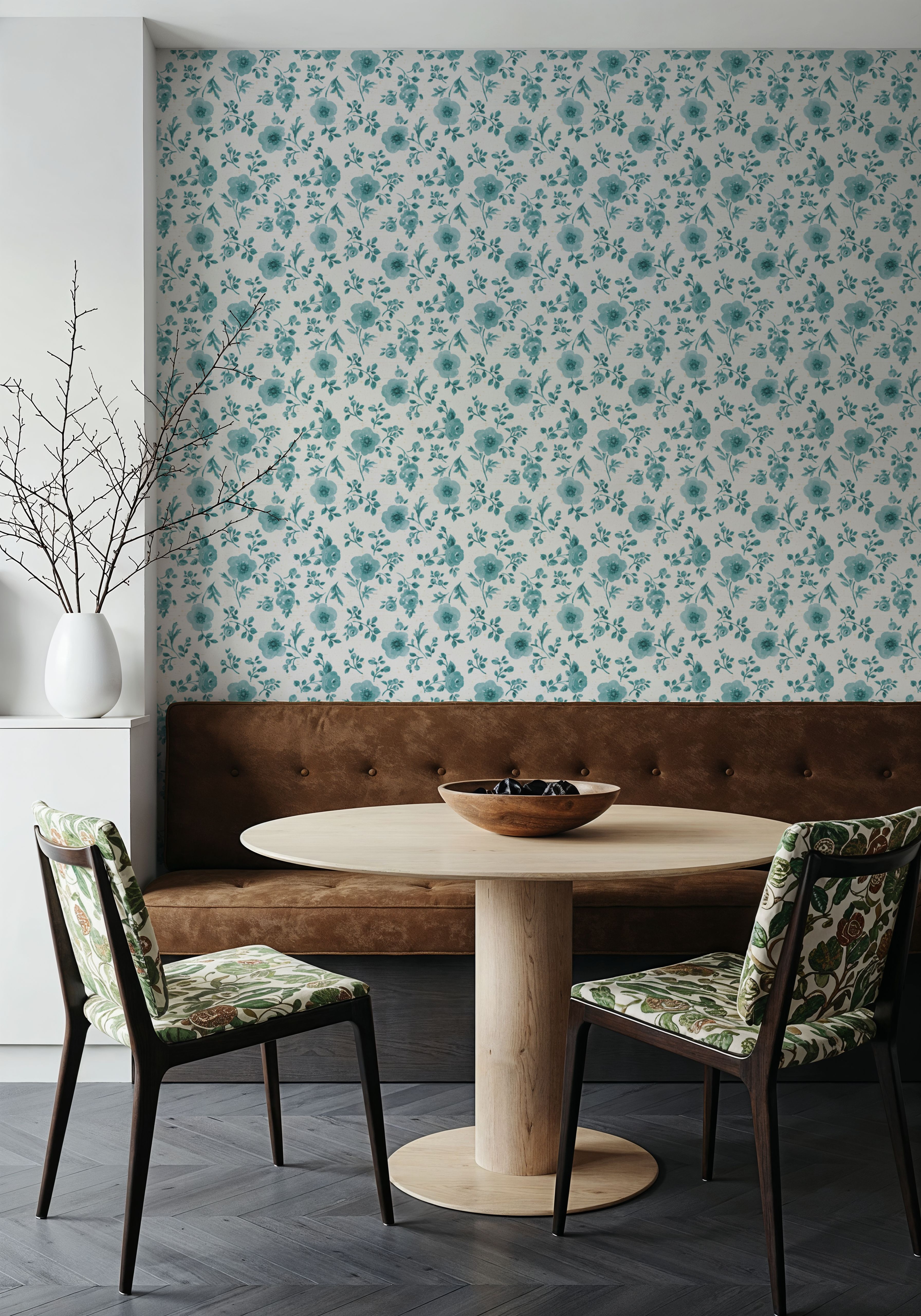 Country Flowery Turqouise Inverse