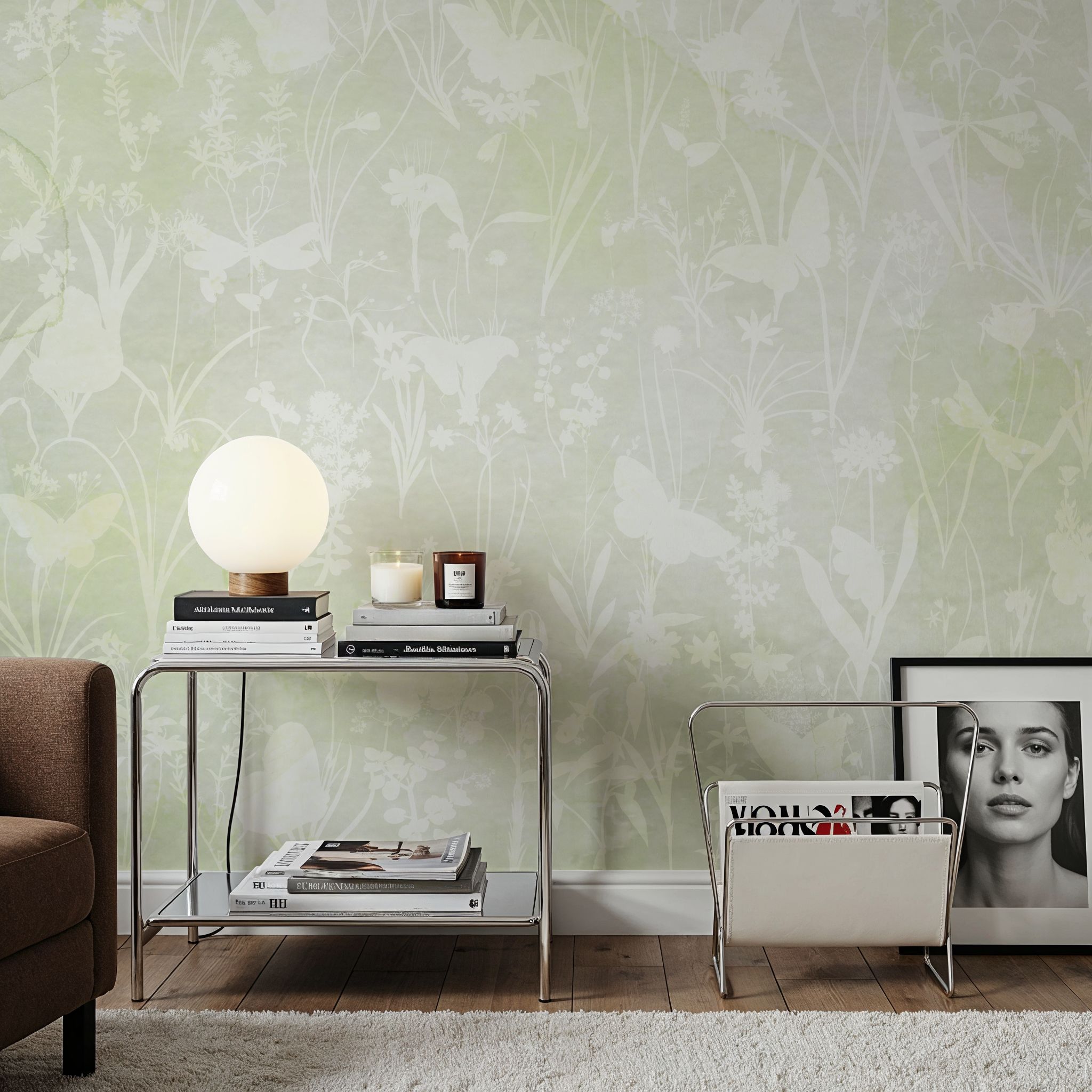 Herbals and Butterflies Double Silhouette Spring Green