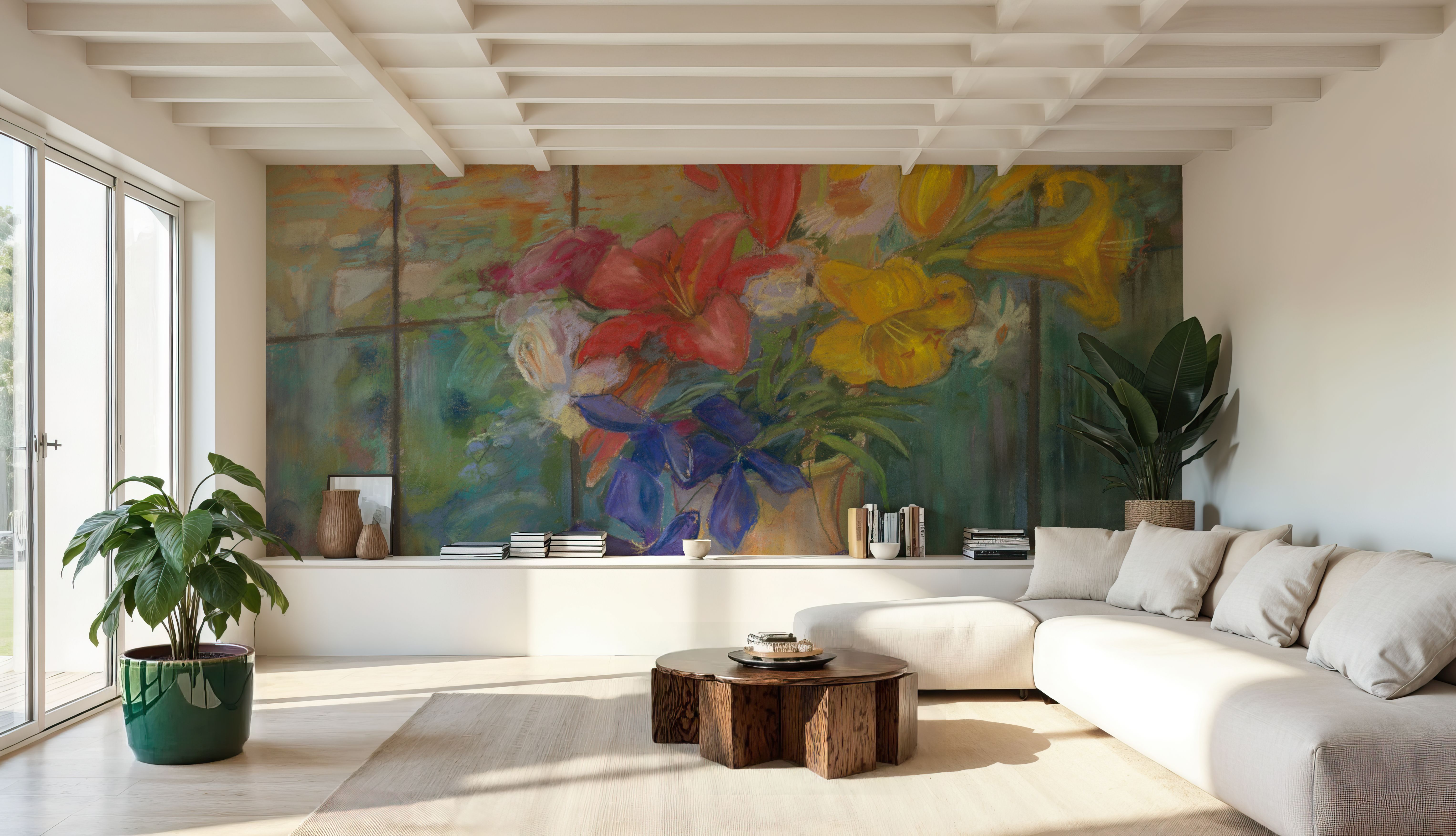 Vase of Colorful Lilies