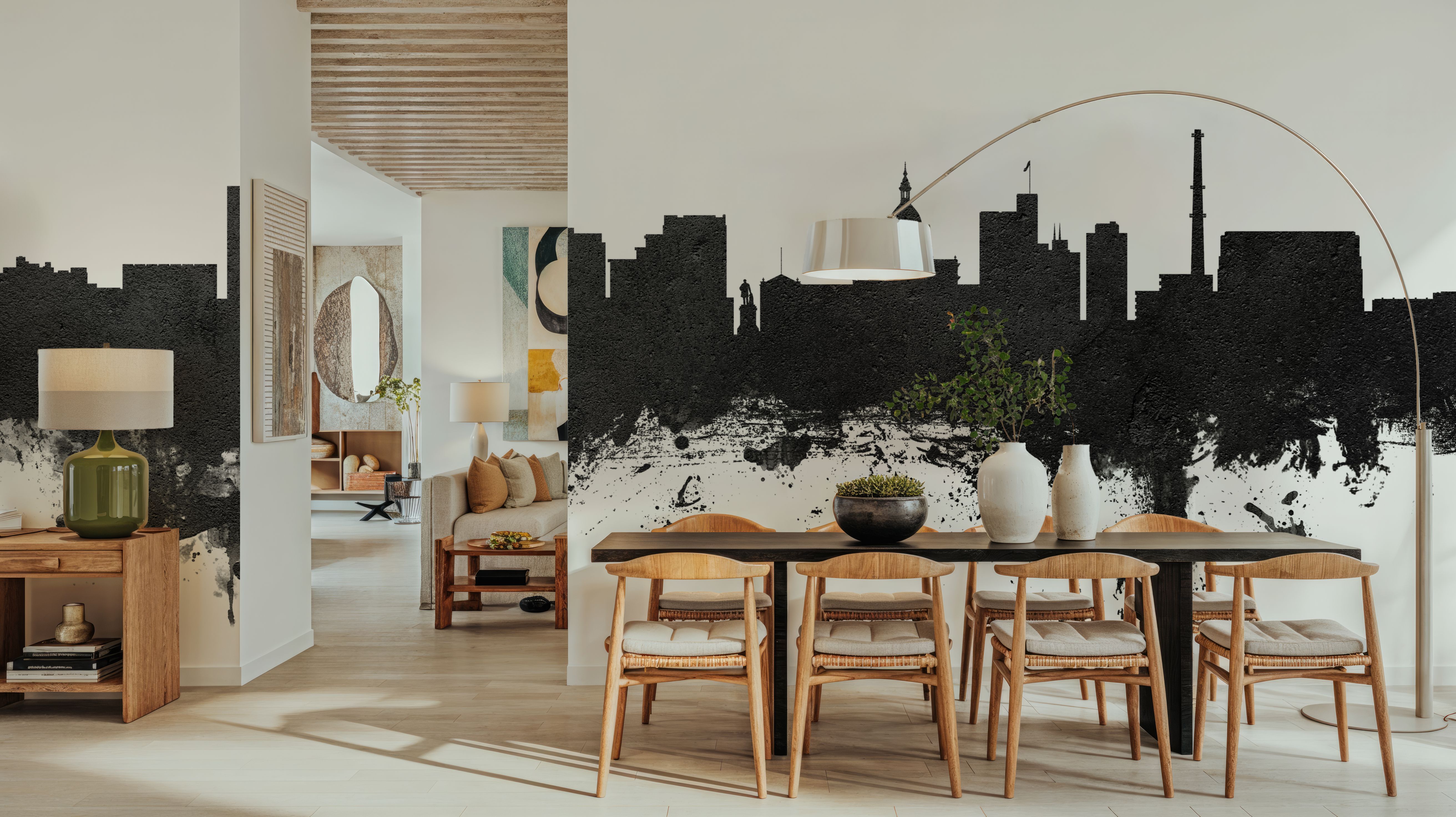 Lansing Michigan Skyline Black & White