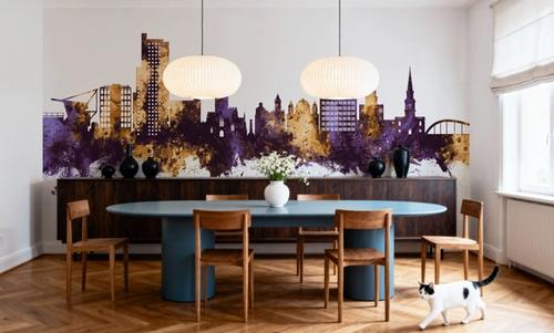 Wolverhampton England Skyline Purple & Gold