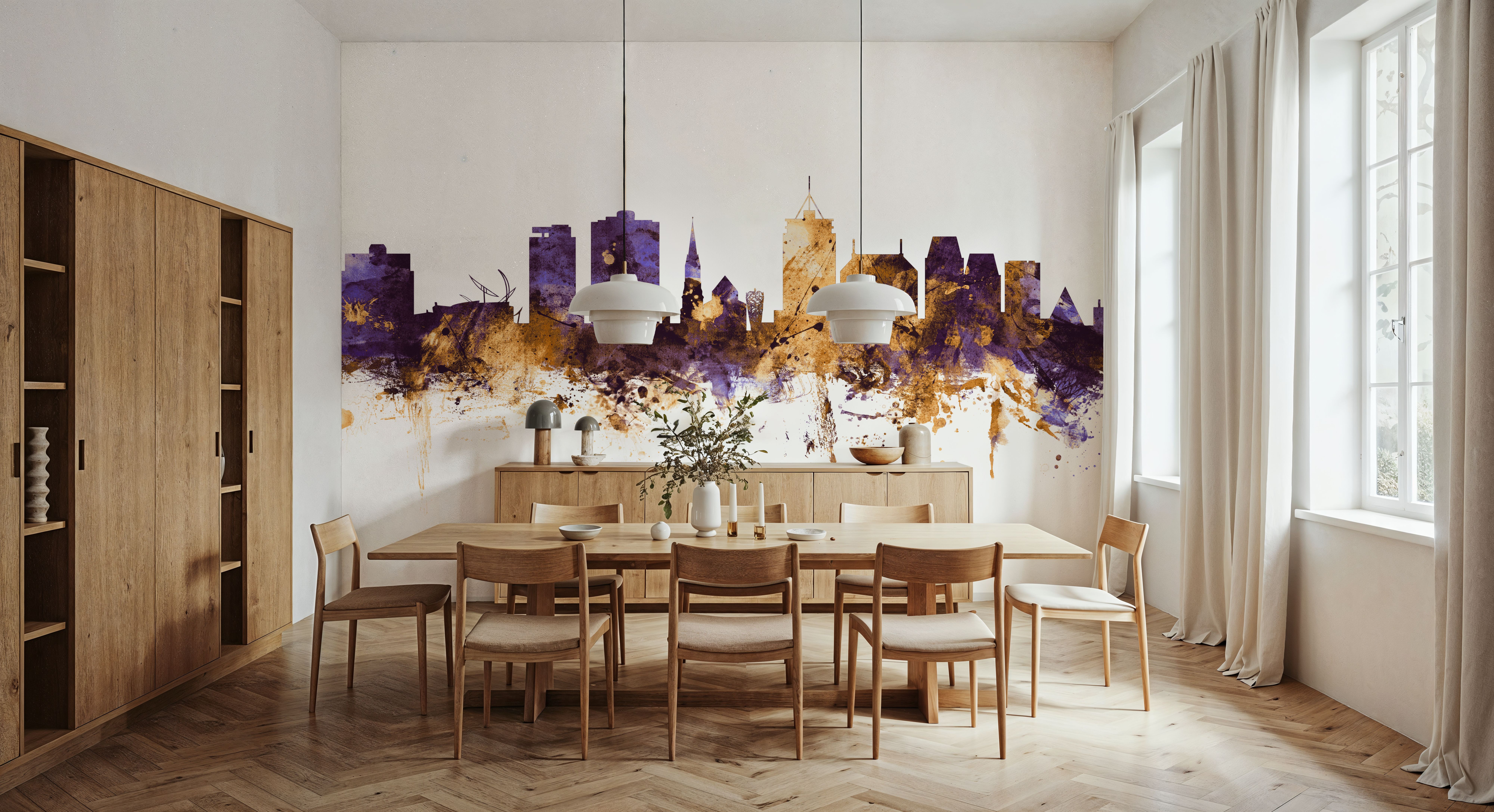 Christchurch New Zealand Skyline Purple & Gold