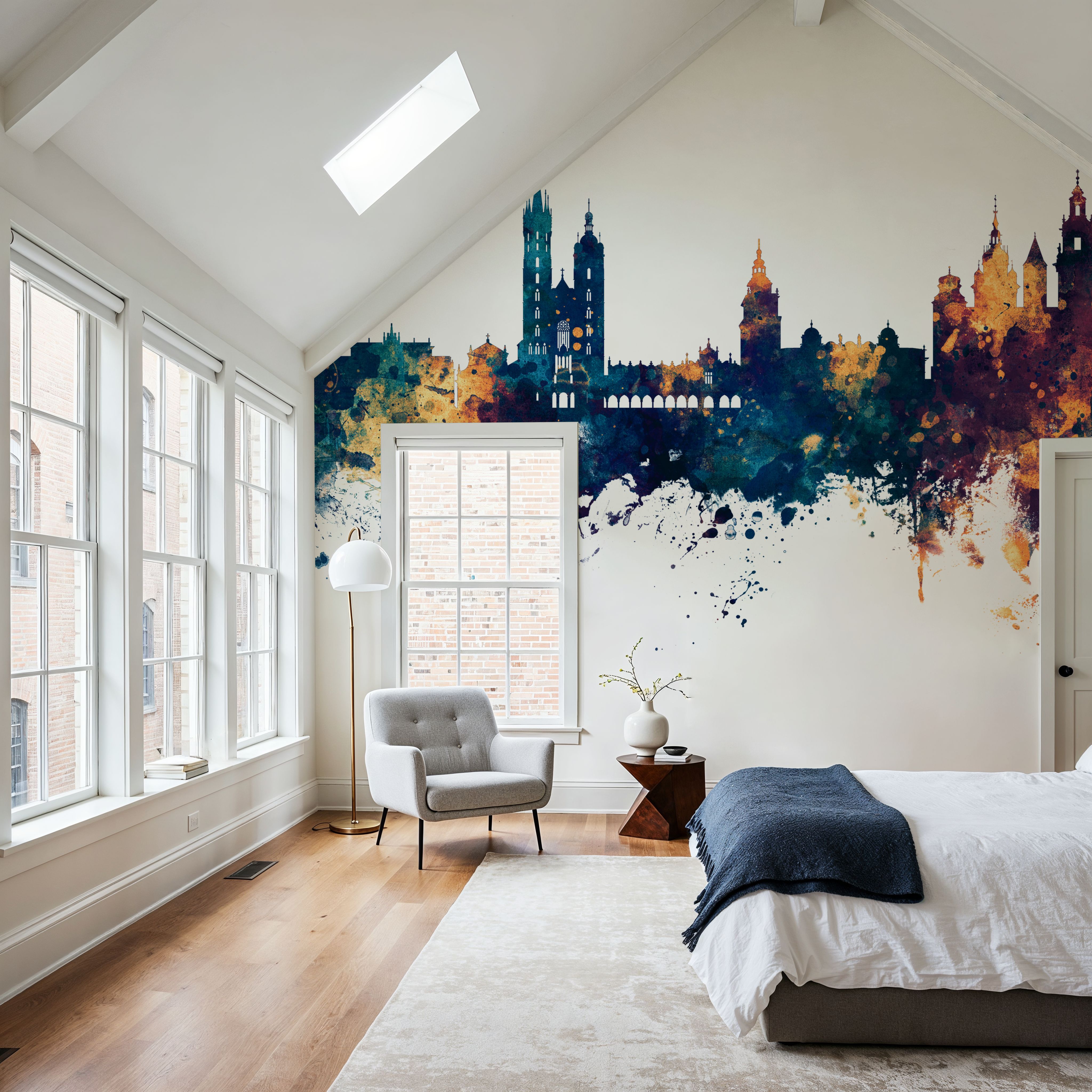 Krakow Skyline Blue & Bronze