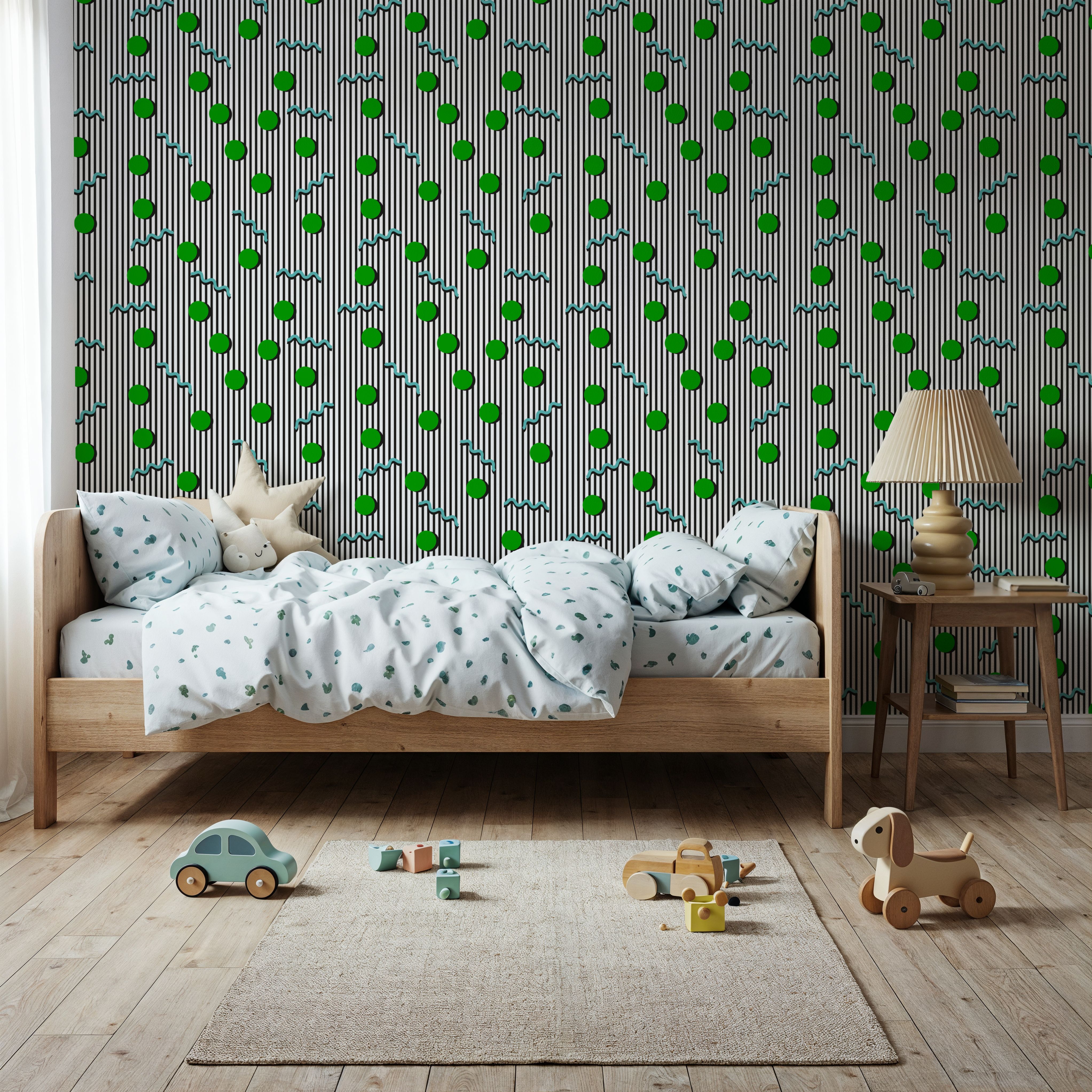 Memphis Dots & Stripes, White