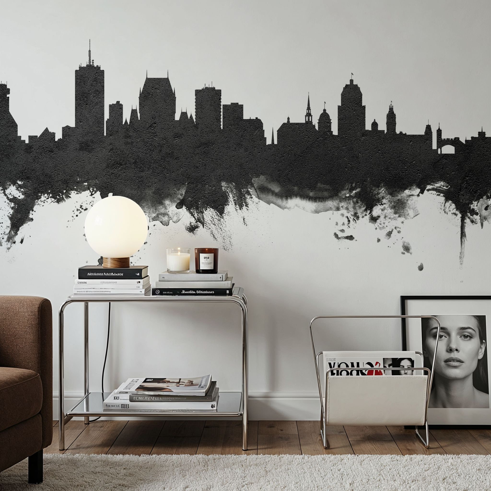 Quebec Canada Skyline Black & White