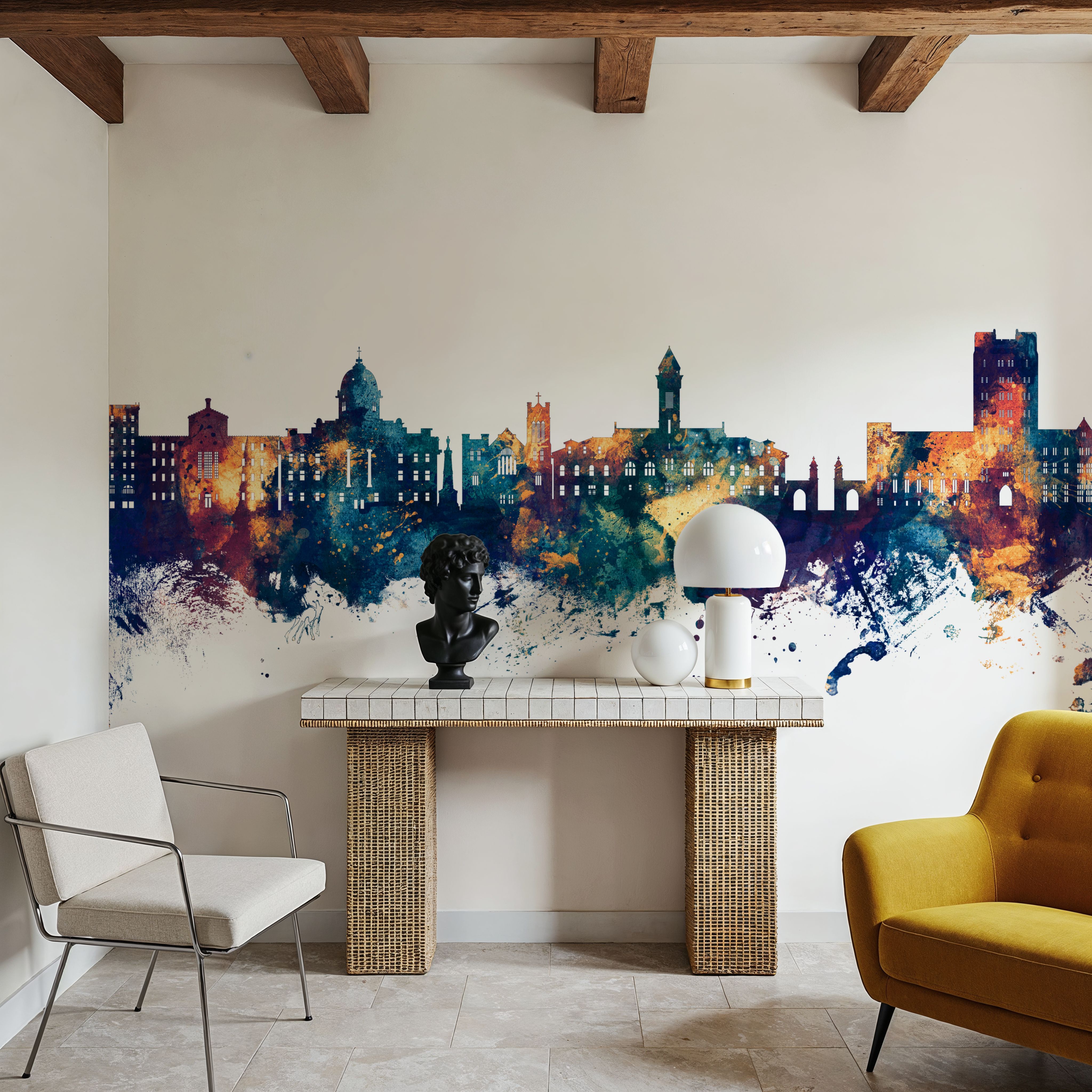 Bloomington Indiana Skyline Blue & Bronze